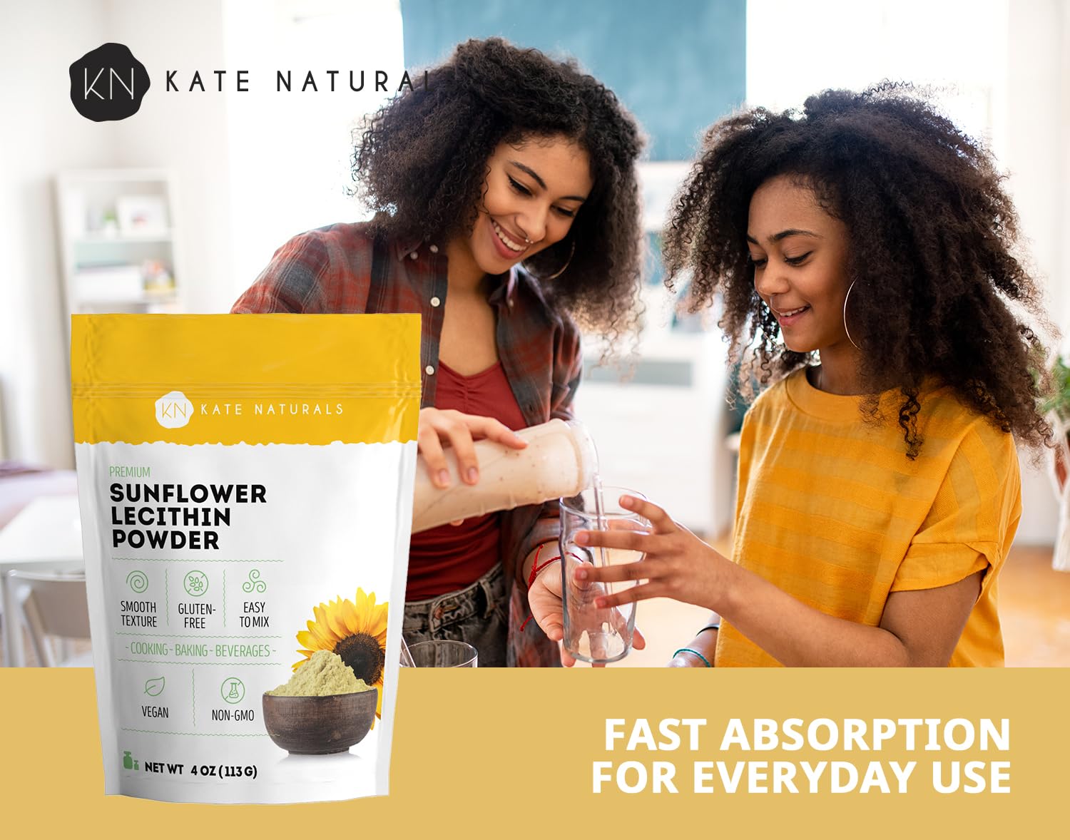 Foto 3 | Lecitina De Girasol En Polvo Kate Naturals 100% Natural 113 Ml - Venta Internacional.