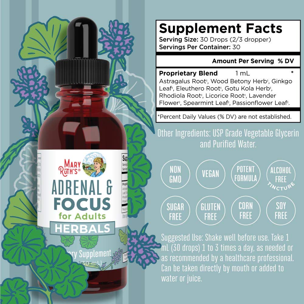 Foto 5 pulgar | Suplemento Maryruth Organics Adrenal & Focus Herbal Blend - Venta Internacional.