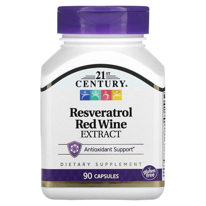 Foto 2 pulgar | 21st Century, Resveratrol Y Extracto De Vino Tinto, 90 Cápsulas