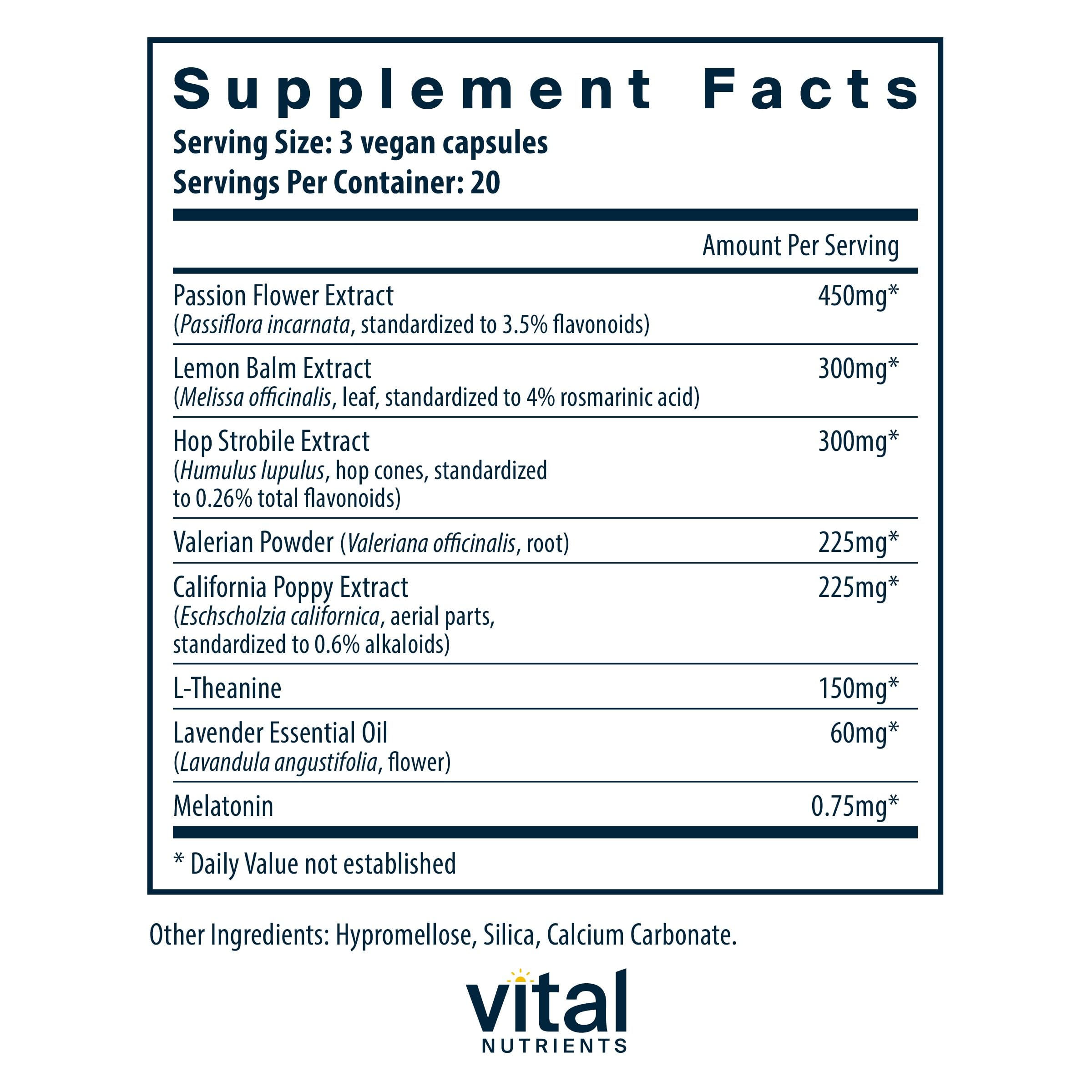 Foto 3 pulgar | Suplemento Para Dormir Vital Nutrients Vegan 60 Cápsulas - Venta Internacional.