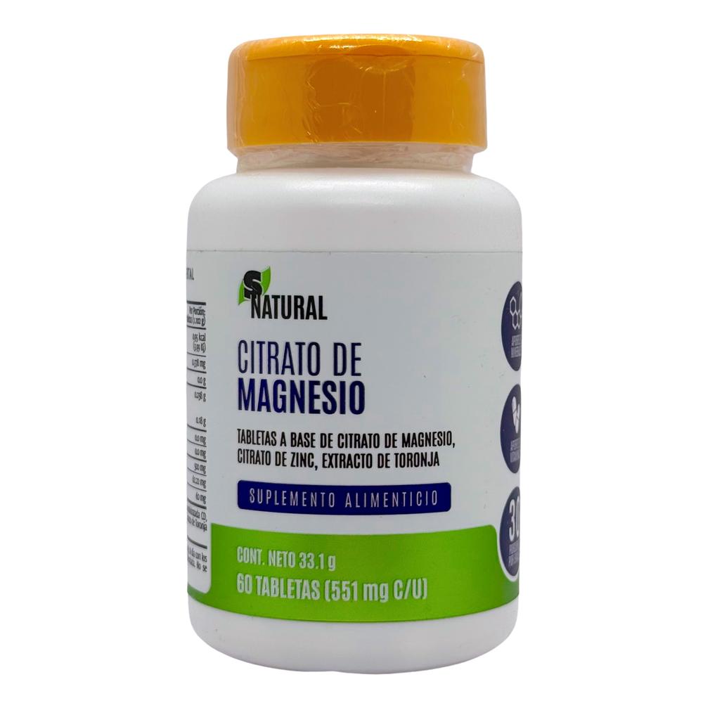 Citrato de Magnesio Zinc 60 Tabletas Snatural
