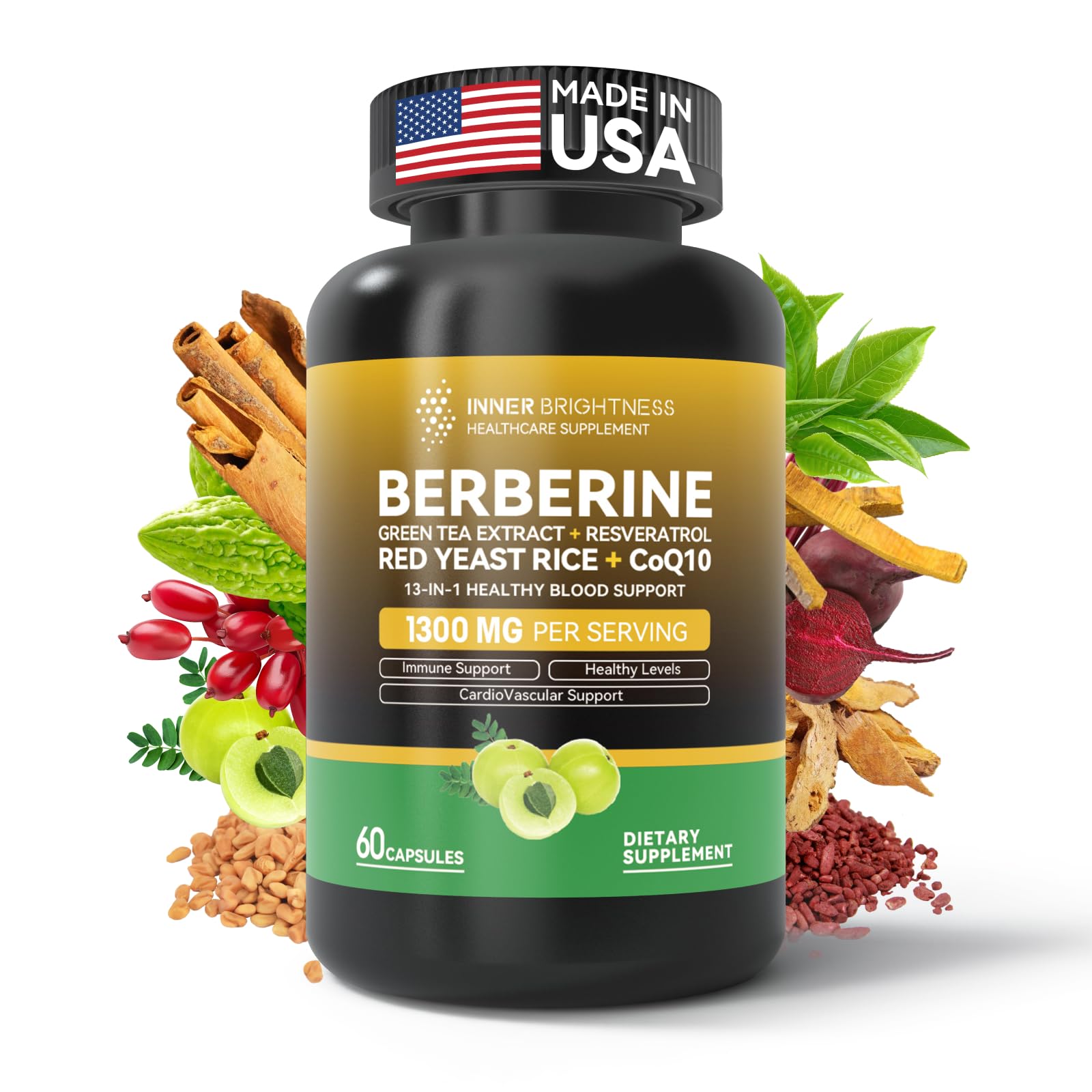 Foto 1 | Suplemento Inner Brightness Berberine 1300 Mg 60 Cápsulas - Venta Internacional.