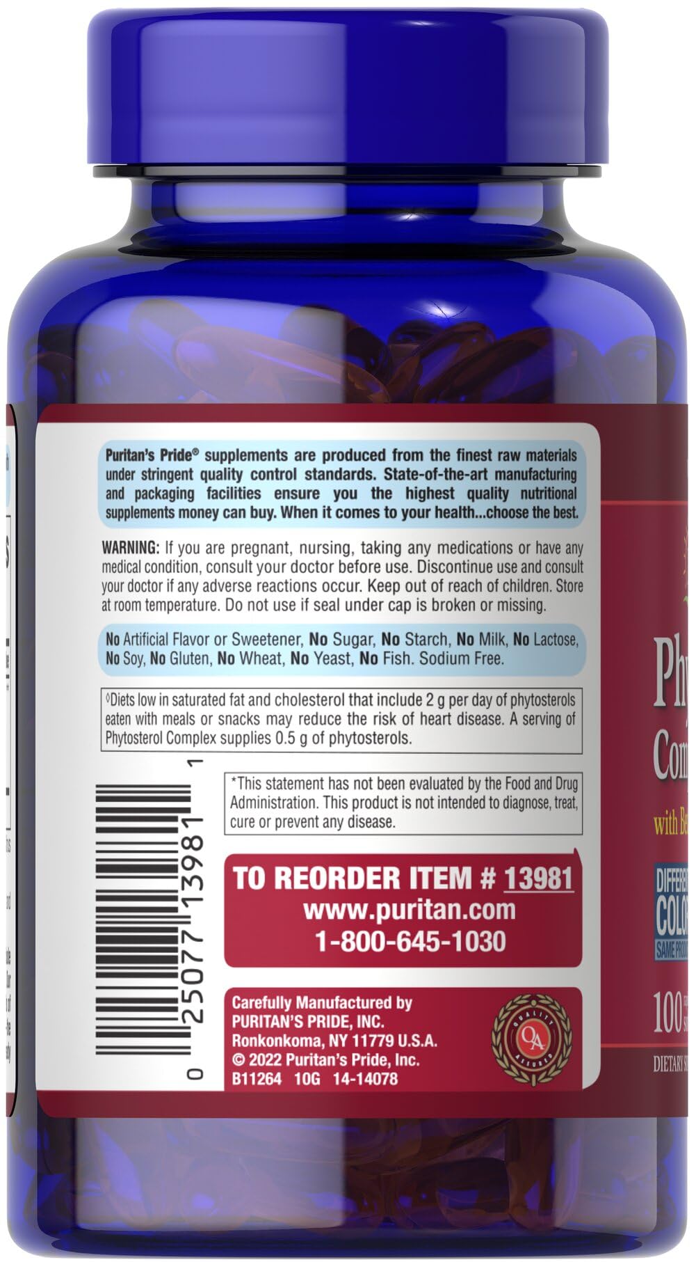 Foto 3 pulgar | Suplemento Del Complejo De Fitosterol Premium Puritan's Pride De 1000 Mg - Venta Internacional.
