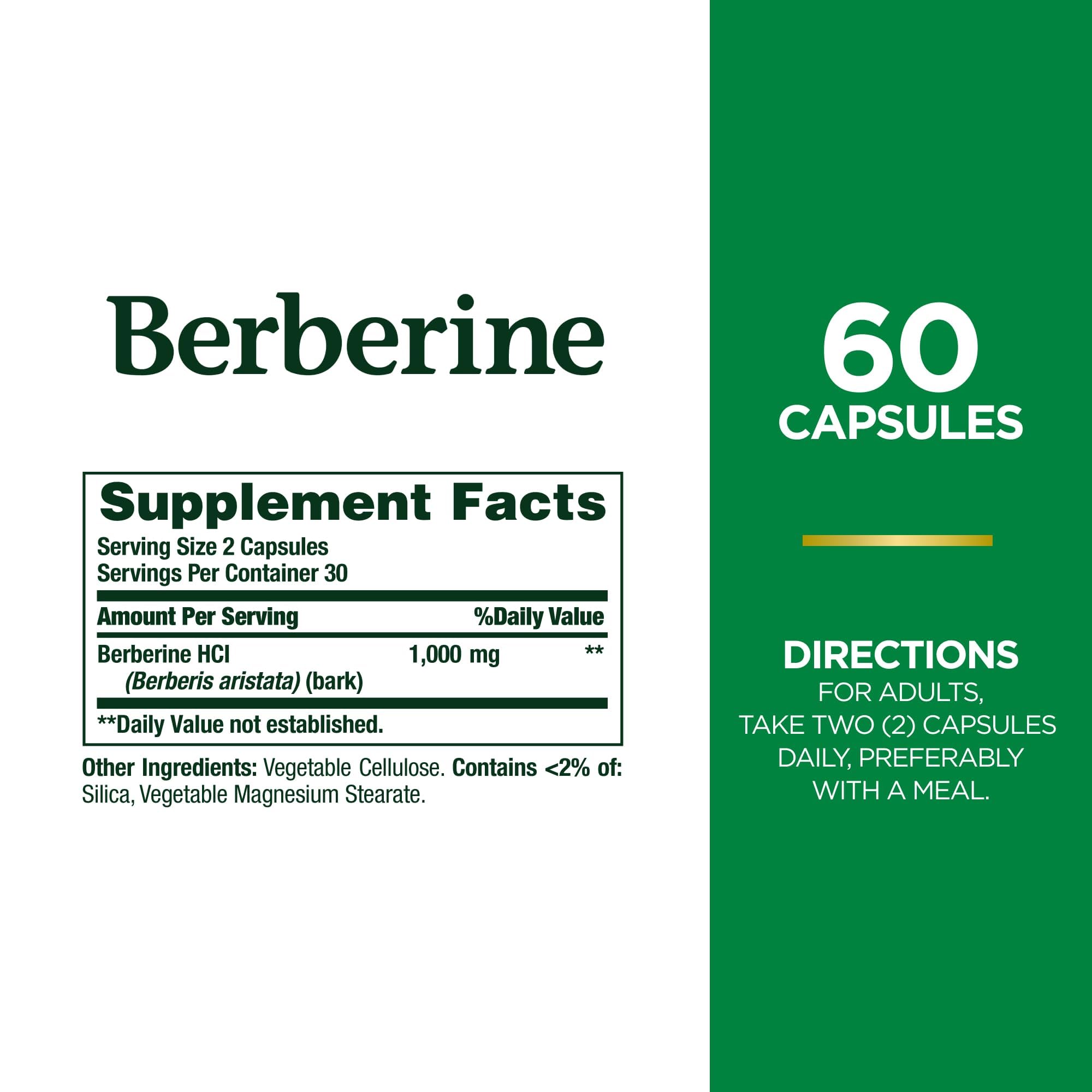 Foto 2 | Suplemento Nature's Bounty Berberine 1000 Mg 60 Cápsulas - Venta Internacional.