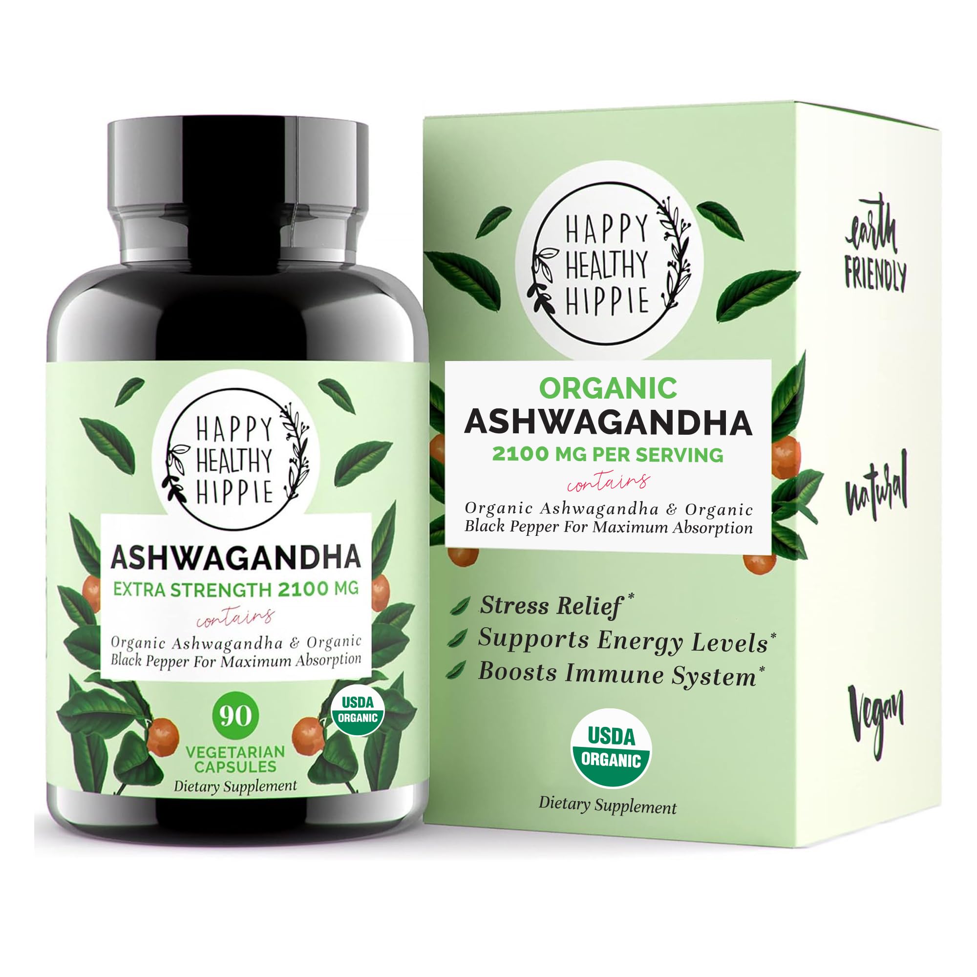 Foto 2 pulgar | Suplemento Happy Healthy Hippie Ashwagandha 2100 Mg 90 Cápsulas - Venta Internacional.