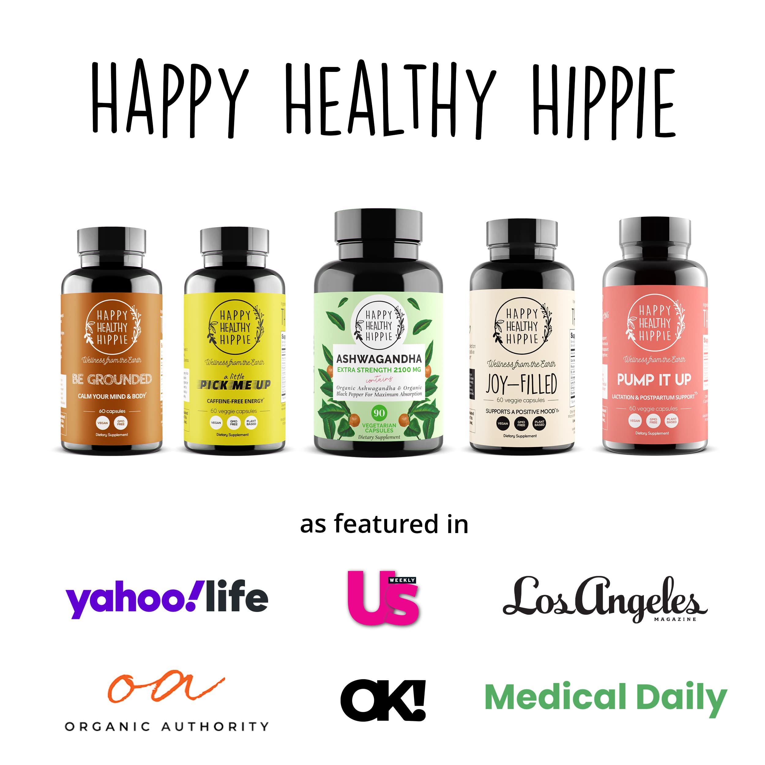 Foto 5 pulgar | Suplemento Happy Healthy Hippie Ashwagandha 2100 Mg 90 Cápsulas - Venta Internacional.