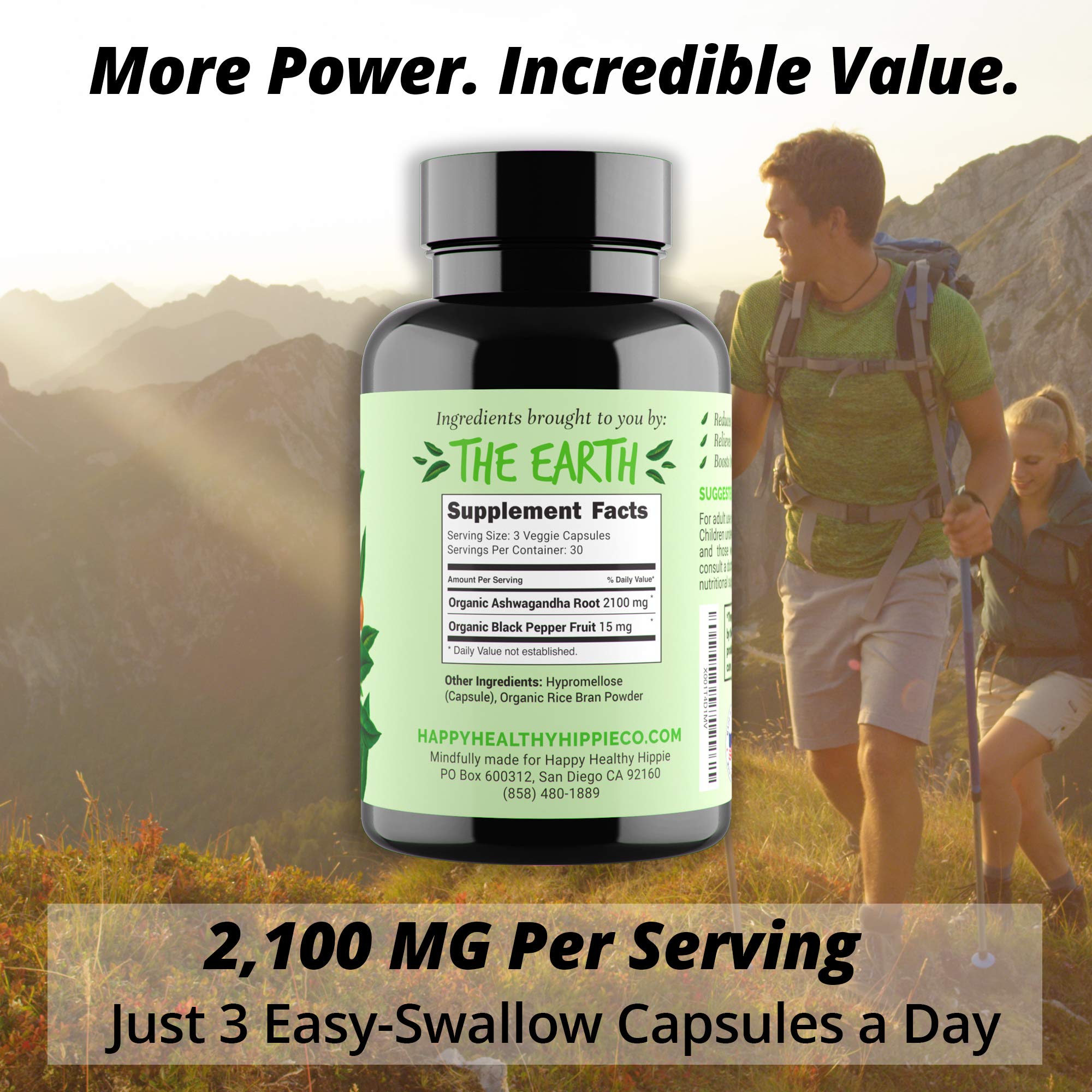 Foto 6 pulgar | Suplemento Happy Healthy Hippie Ashwagandha 2100 Mg 90 Cápsulas - Venta Internacional.