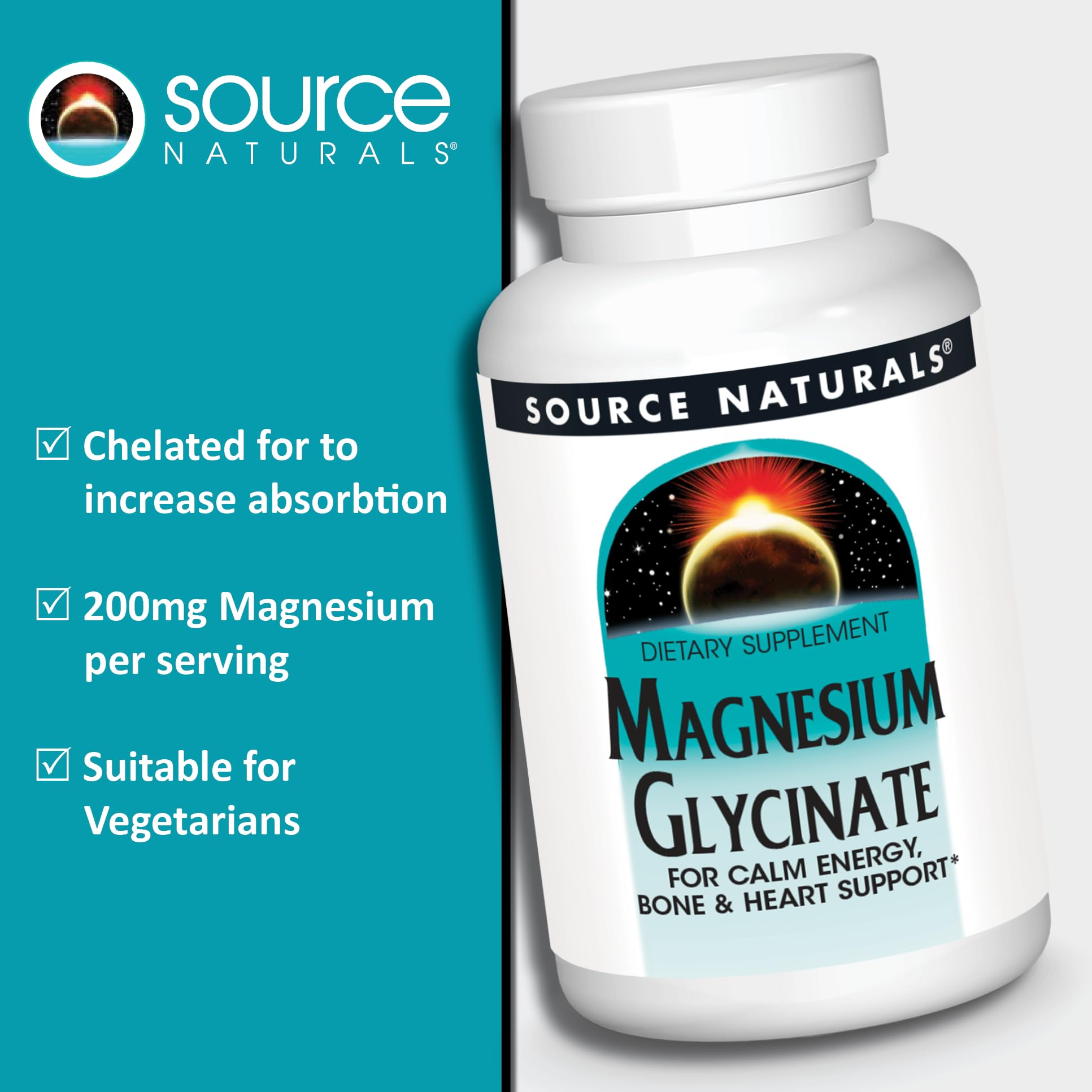 Foto 5 pulgar | Glicinato De Magnesio Supplement Source Naturals 200 Mg 60 Comprimidos - Venta Internacional.