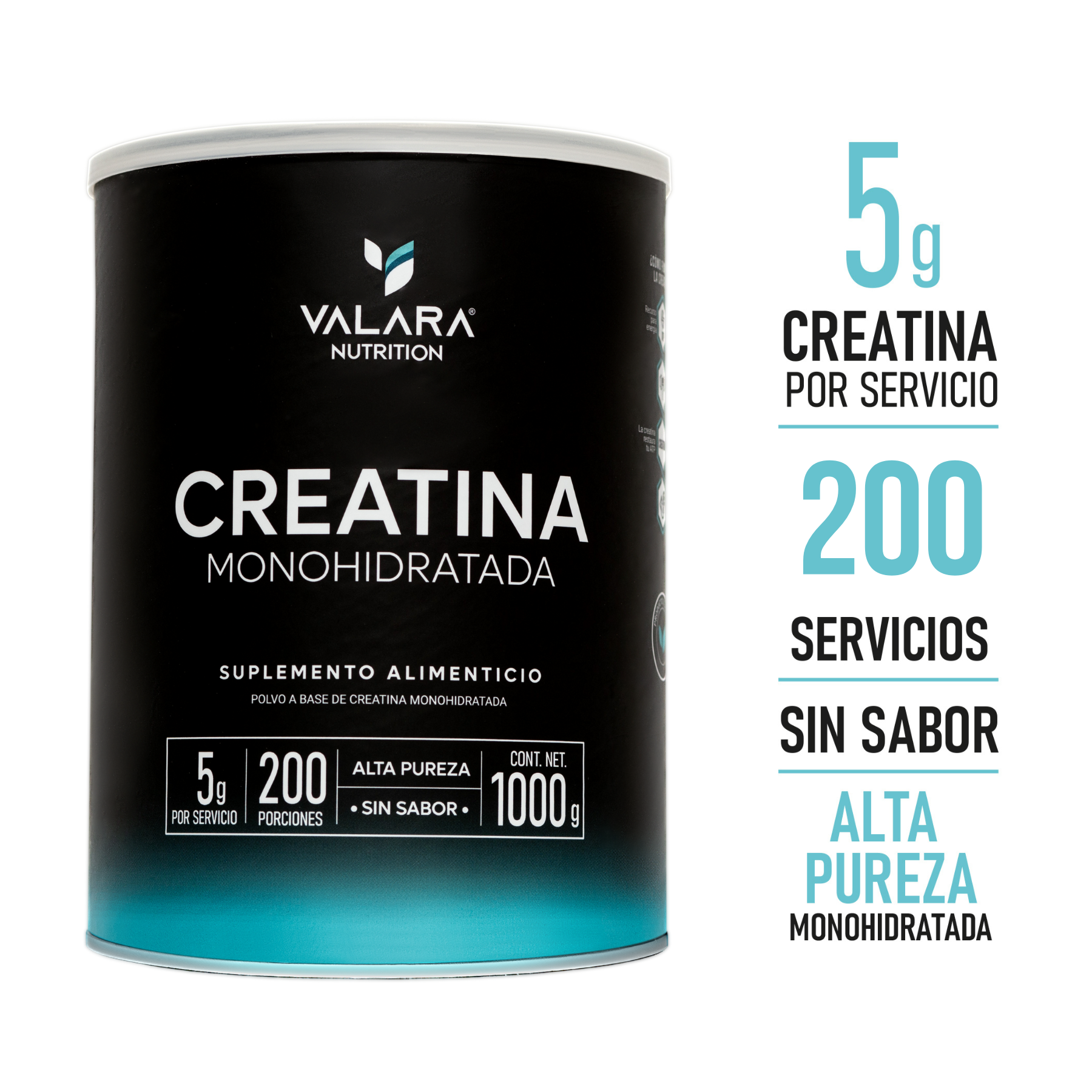 Foto 3 pulgar | Creatina Monohidratada Valara 1 Kg Máxima Pureza 200 Servicios