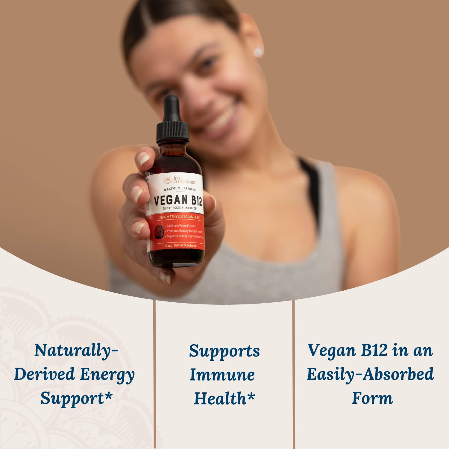 Foto 3 pulgar | Gotas Sublinguales  de Vitamina B12 Live Conscious - Venta Internacional