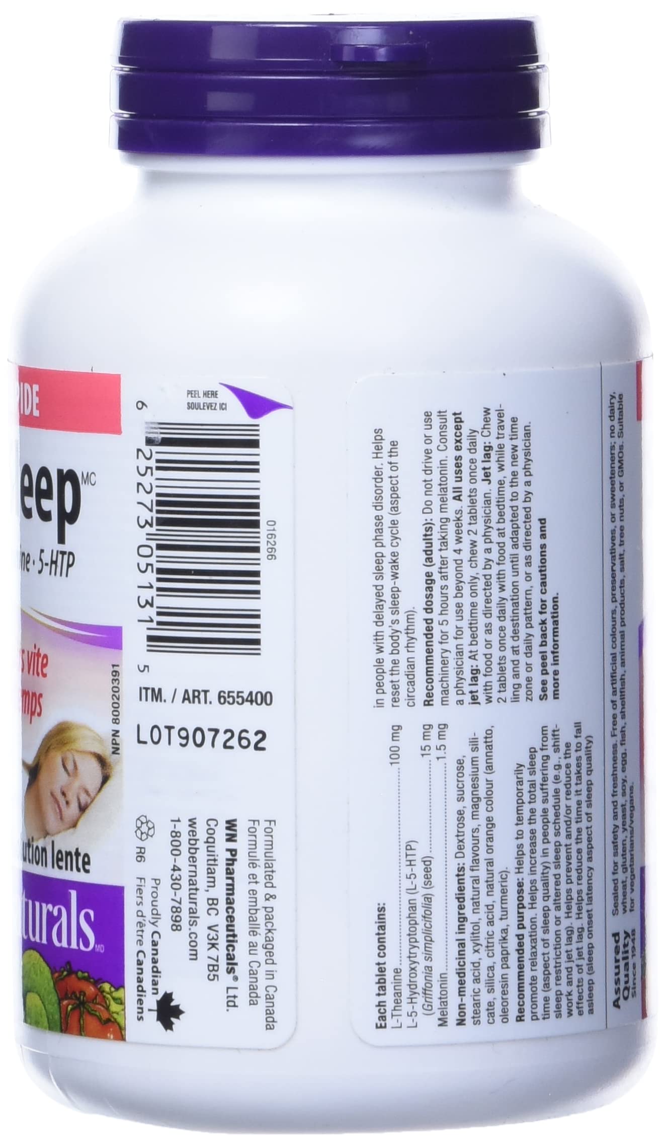 Foto 4 pulgar | Suplemento Webber Naturals Super Sleep Melatonina Más L-teanina Y 5-htp 90 Comprimidos - Venta Internacional.