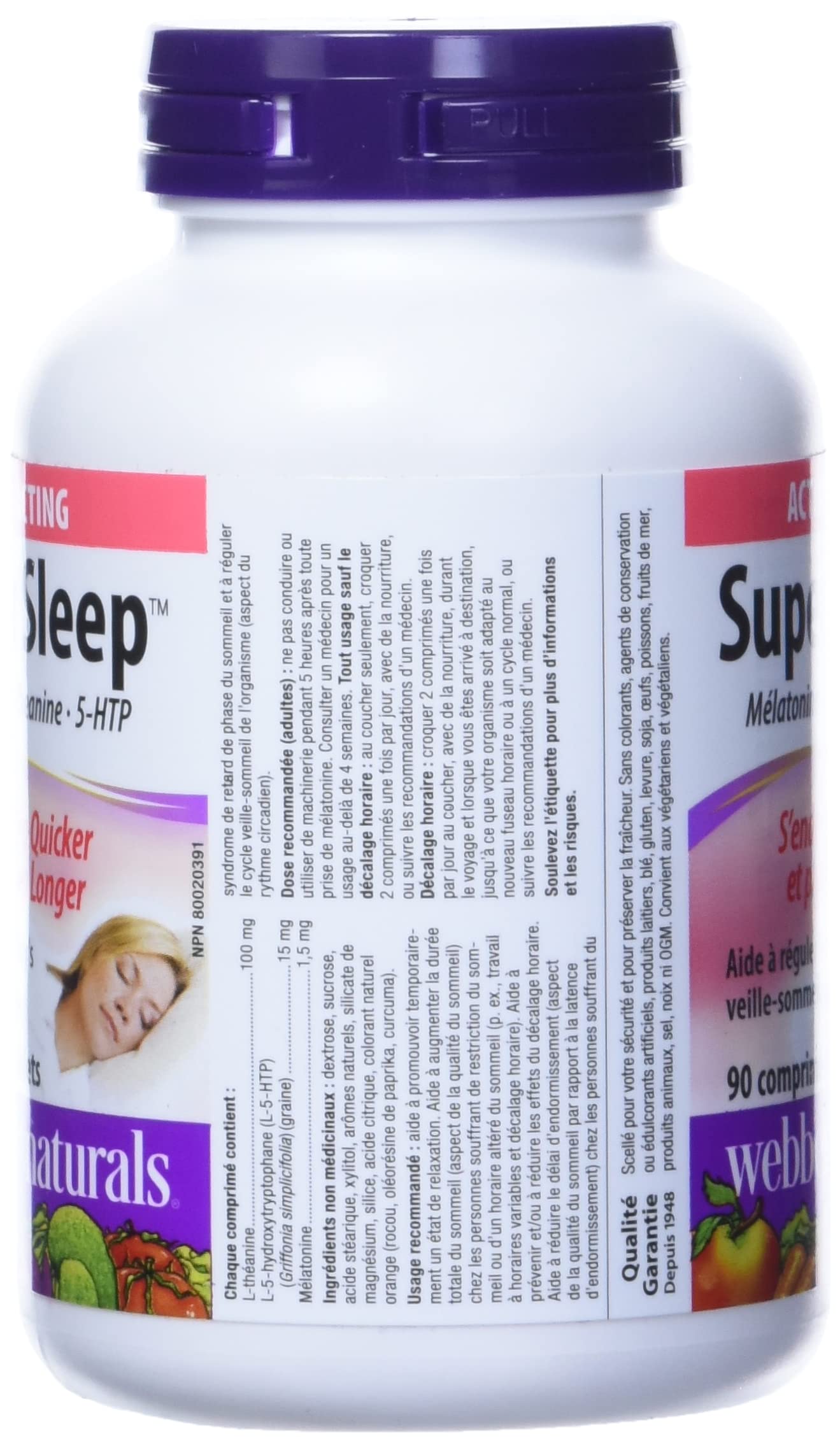 Foto 5 pulgar | Suplemento Webber Naturals Super Sleep Melatonina Más L-teanina Y 5-htp 90 Comprimidos - Venta Internacional.