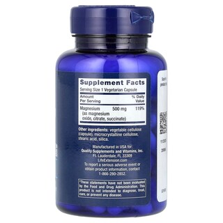 Foto 2 | Life Extension, Magnesio En Cápsulas, 500 Mg, 100 Cápsulas Vegetales