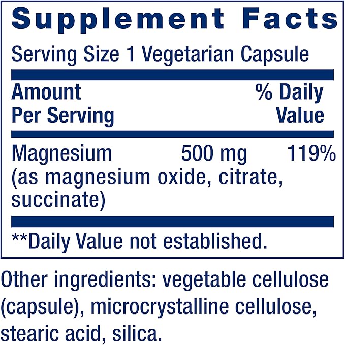 Foto 4 pulgar | Life Extension, Magnesio En Cápsulas, 500 Mg, 100 Cápsulas Vegetales