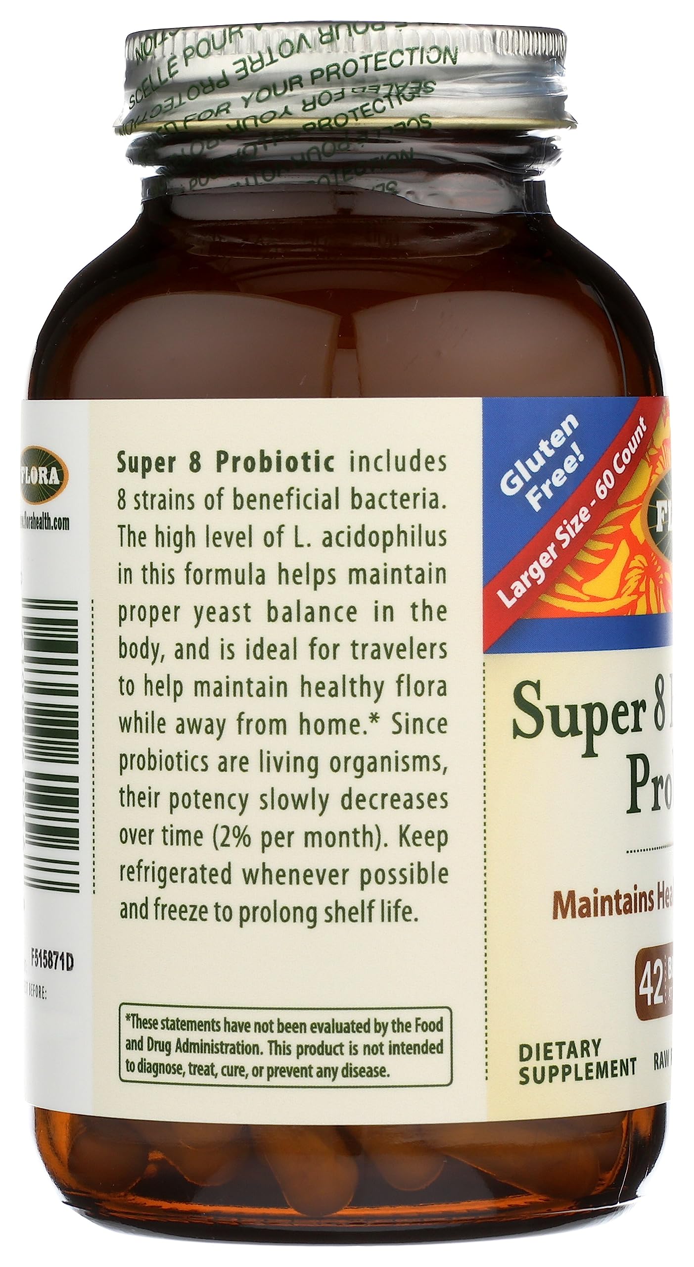Foto 4 pulgar | Probióticos Flora Super 8 Hi Potency 42 Mil Millones De Cfu 60 Cápsulas - Venta Internacional.
