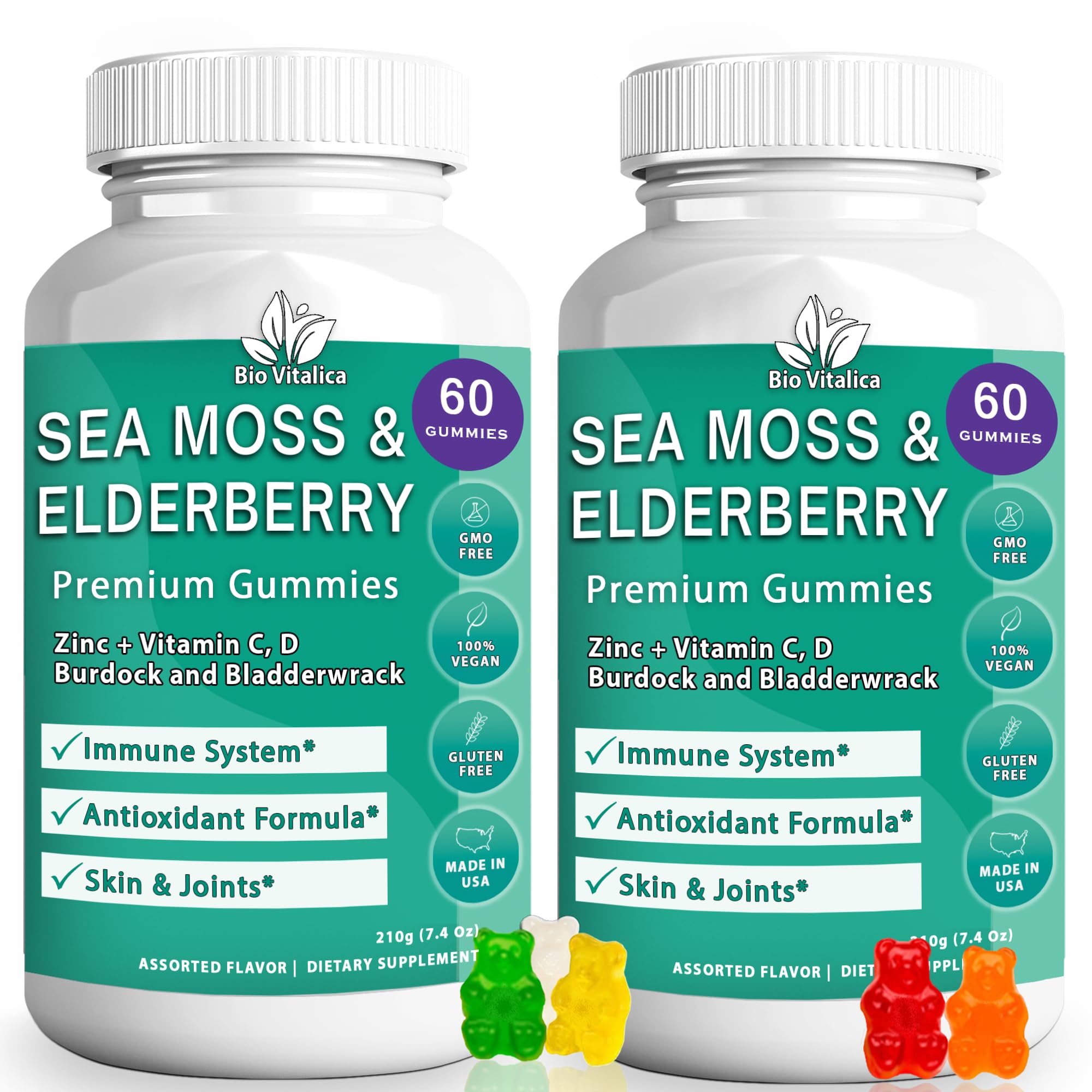 Foto 2 pulgar | Paquete De 2 Gomitas Sea Moss Biovitalica Con Saúco, Veganas - Venta Internacional.