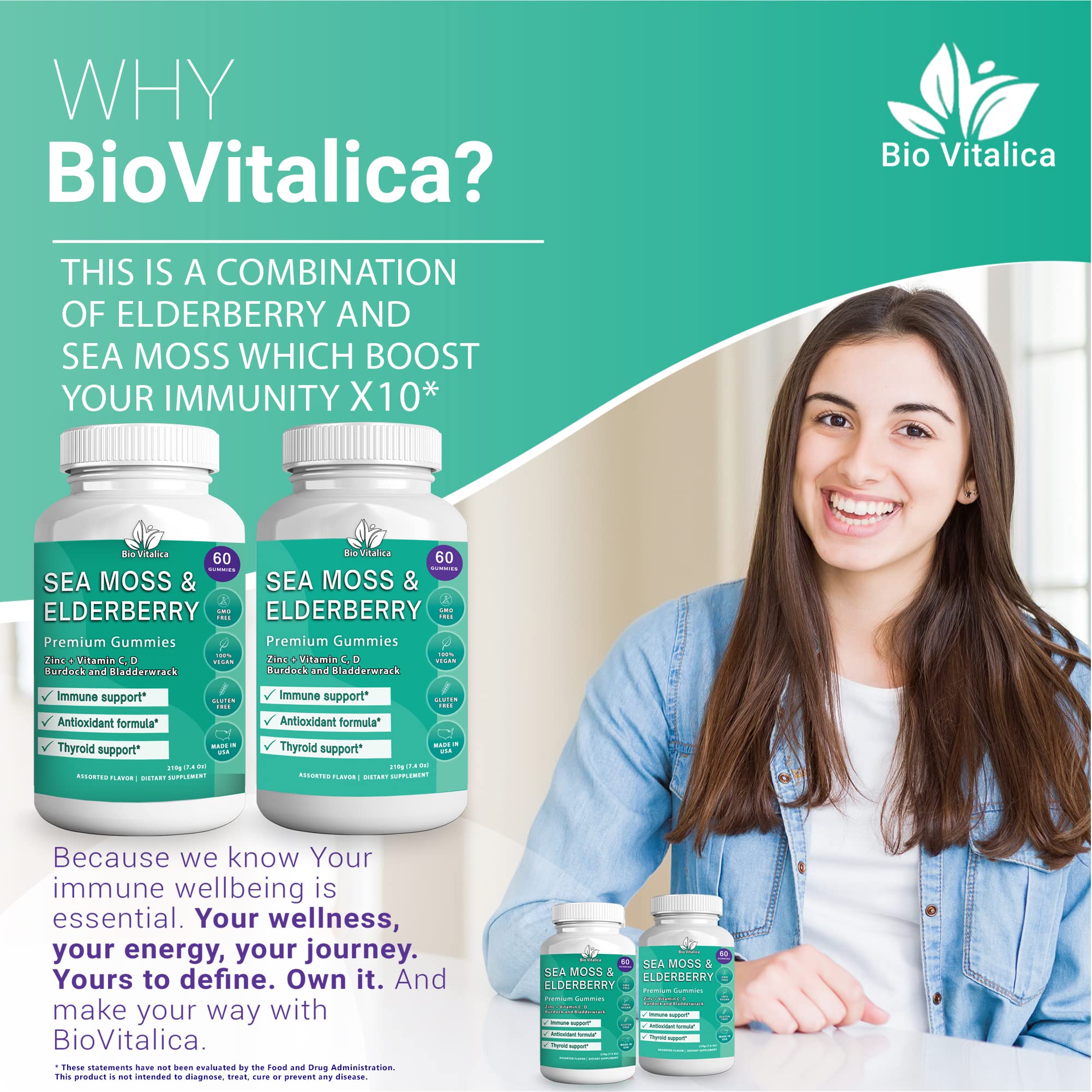 Foto 5 pulgar | Paquete De 2 Gomitas Sea Moss Biovitalica Con Saúco, Veganas - Venta Internacional.