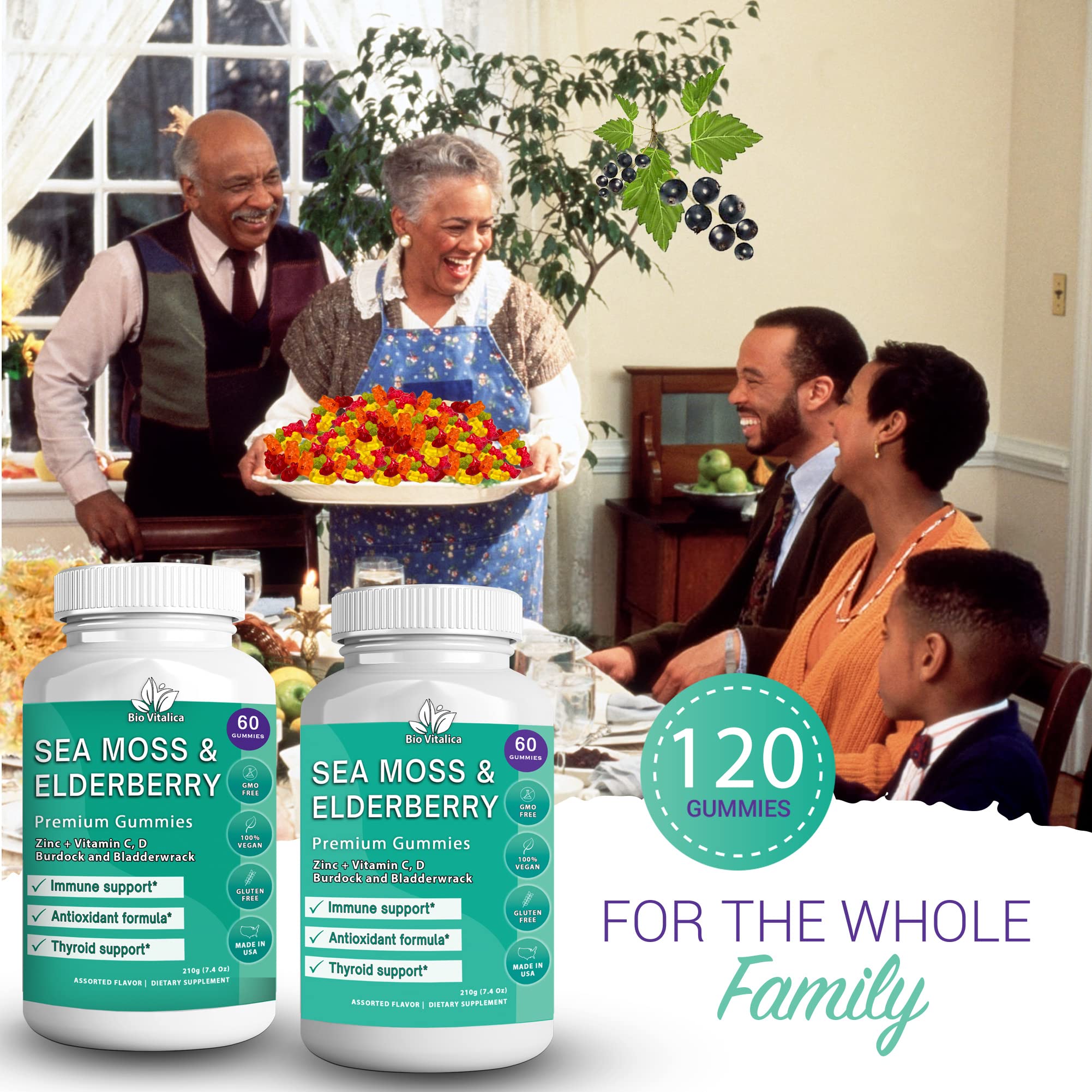 Foto 7 pulgar | Paquete De 2 Gomitas Sea Moss Biovitalica Con Saúco, Veganas - Venta Internacional.