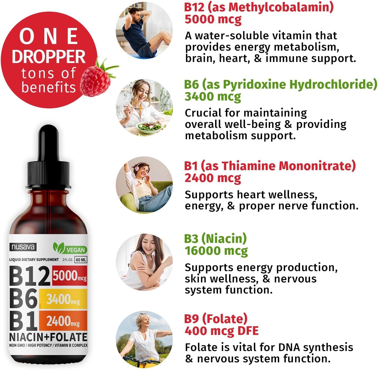 Foto 4 | Suplemento Nusava de Vitamina B12 4 Piezas-Venta Internacional
