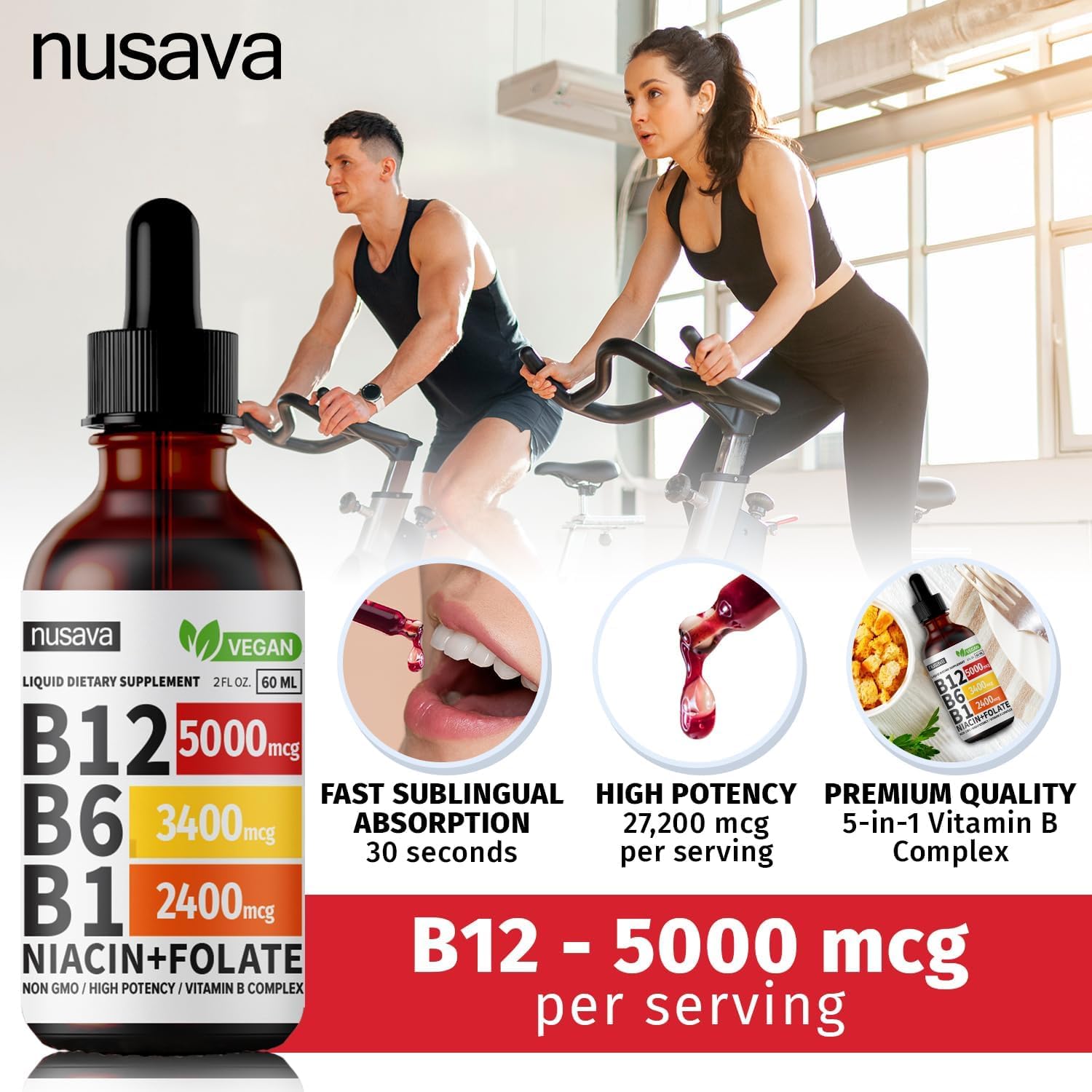 Foto 8 pulgar | Suplemento Nusava de Vitamina B12 4 Piezas-Venta Internacional
