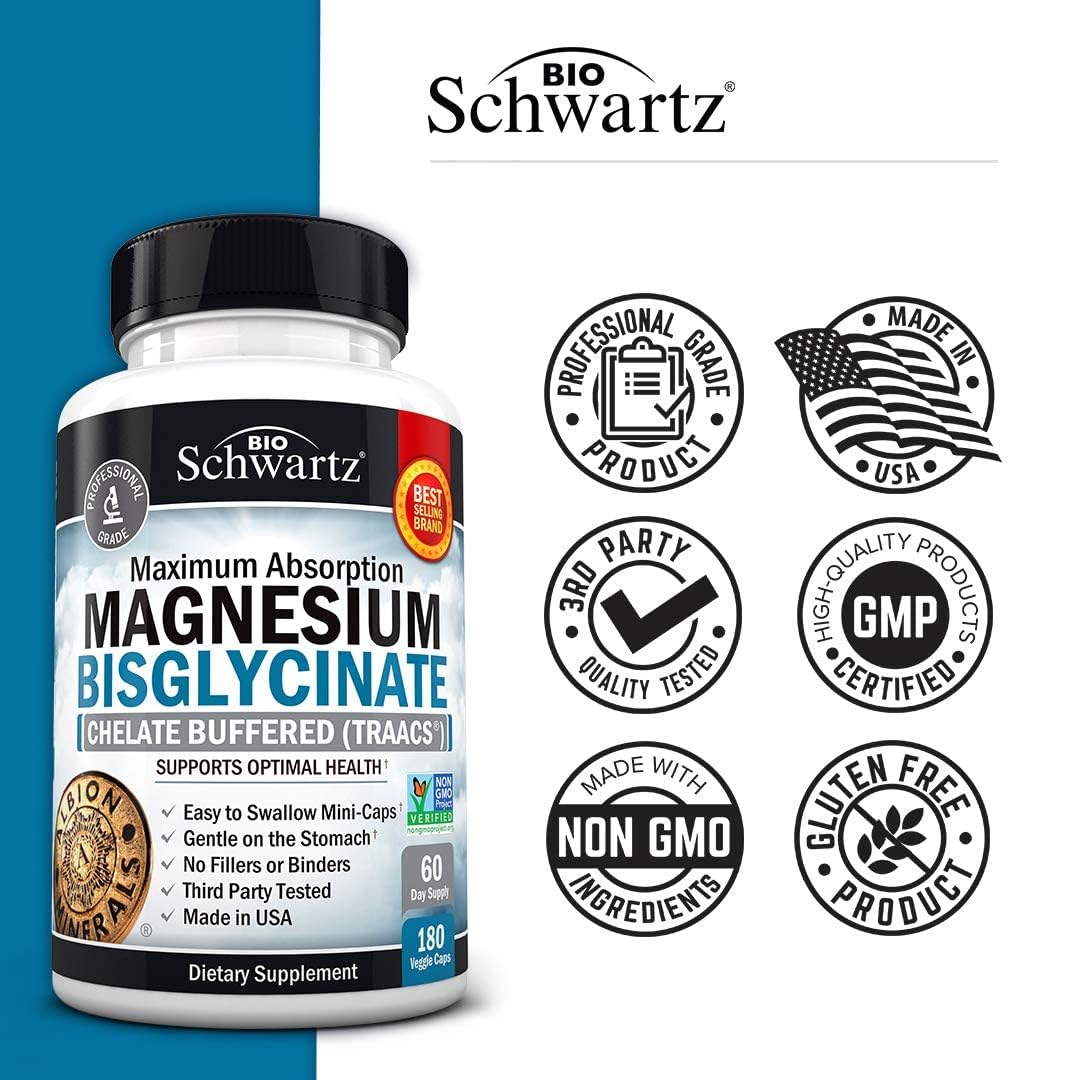 Foto 7 pulgar | Suplemento De Magnesio Bioschwartz Con Bisglicinato De Magnesio 180 Unidades - Venta Internacional.