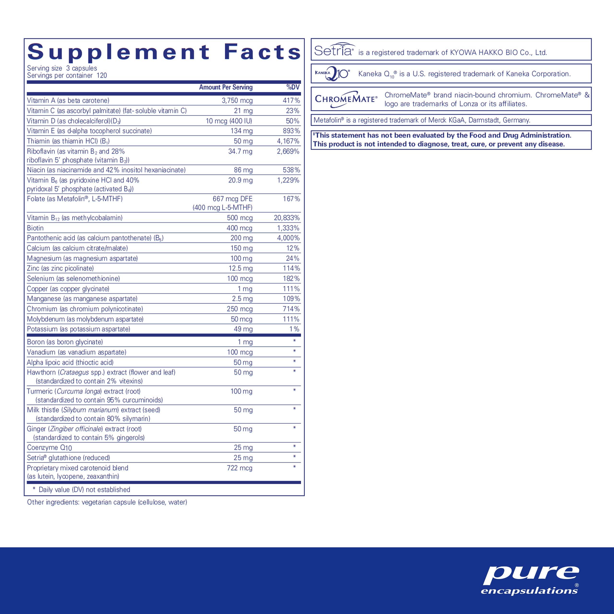 Foto 3 pulgar | Suplemento Pure Encapsulations Ultranutrient 360 Cápsulas - Venta Internacional.