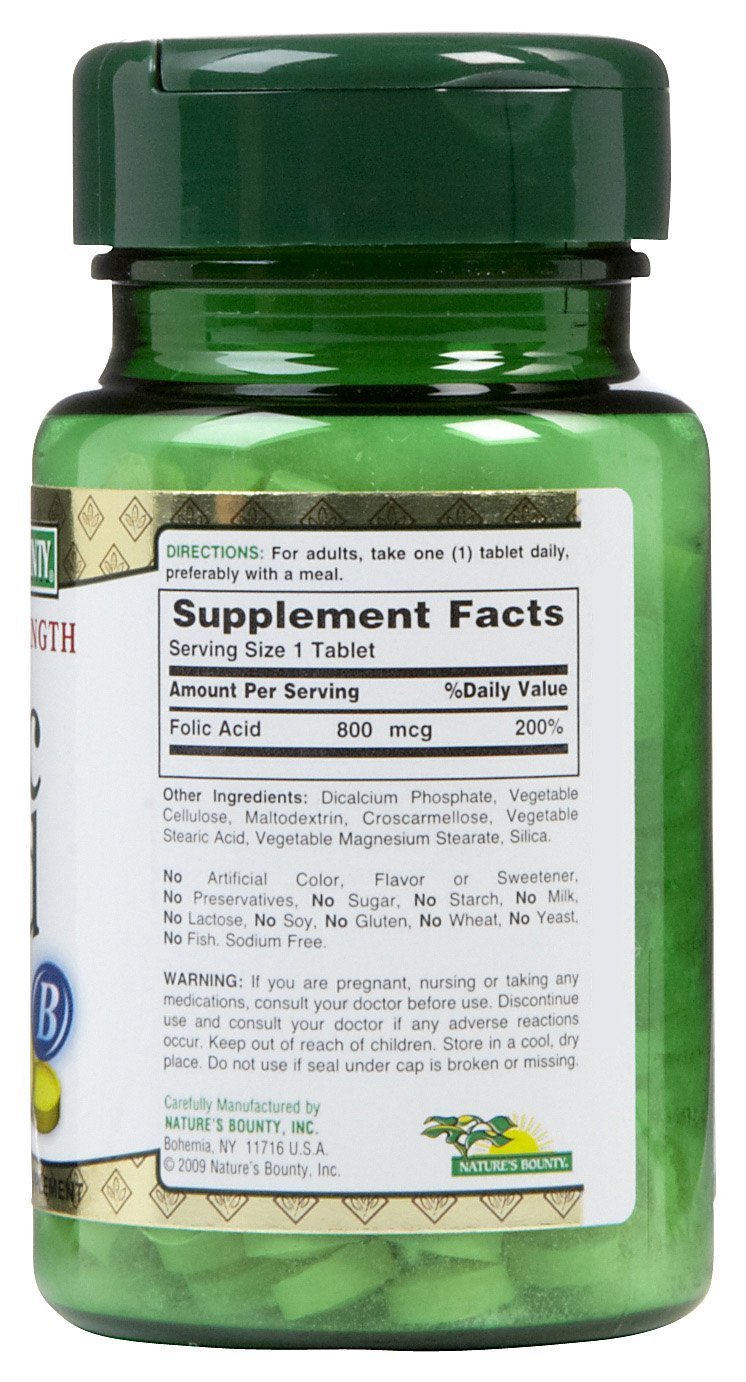 Foto 3 pulgar | Suplemento De Ácido Fólico Nature's Bounty 800 Mcg 250 Tabletas - Venta Internacional.