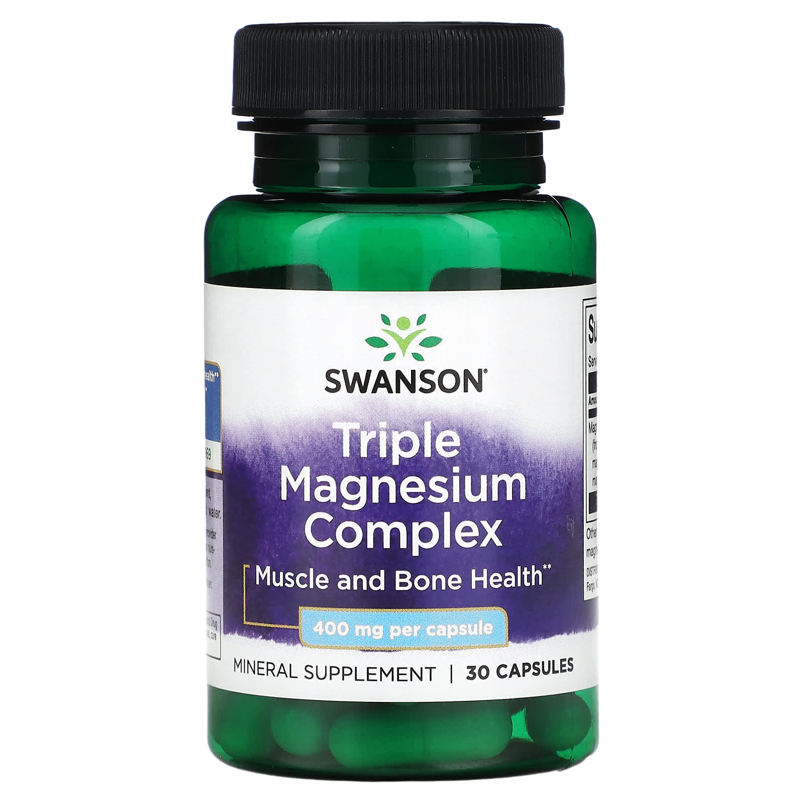 Foto 2 pulgar | Swanson, Complejo Triple De Magnesio, 400 Mg, 30 Cápsulas