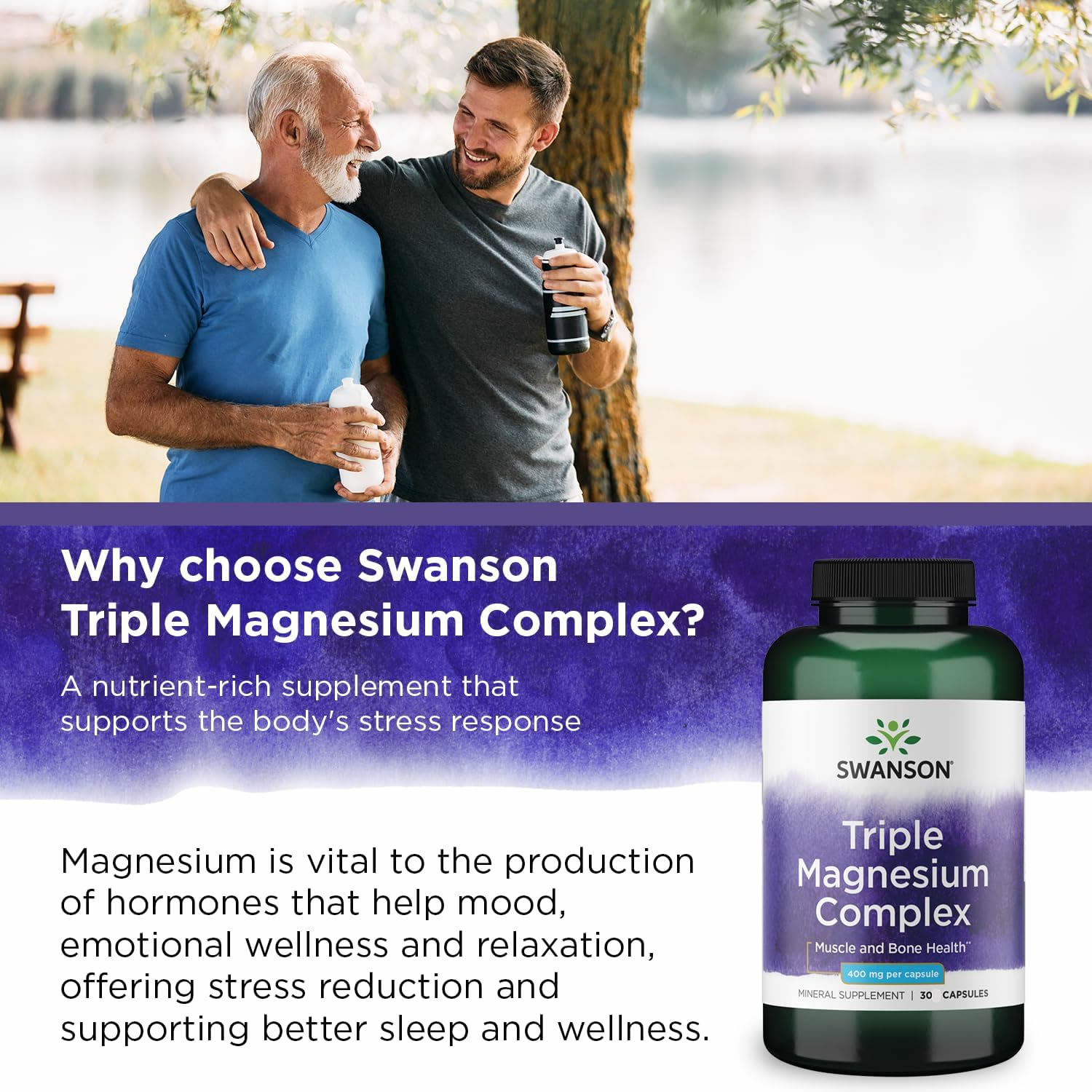 Foto 6 pulgar | Swanson, Complejo Triple De Magnesio, 400 Mg, 30 Cápsulas