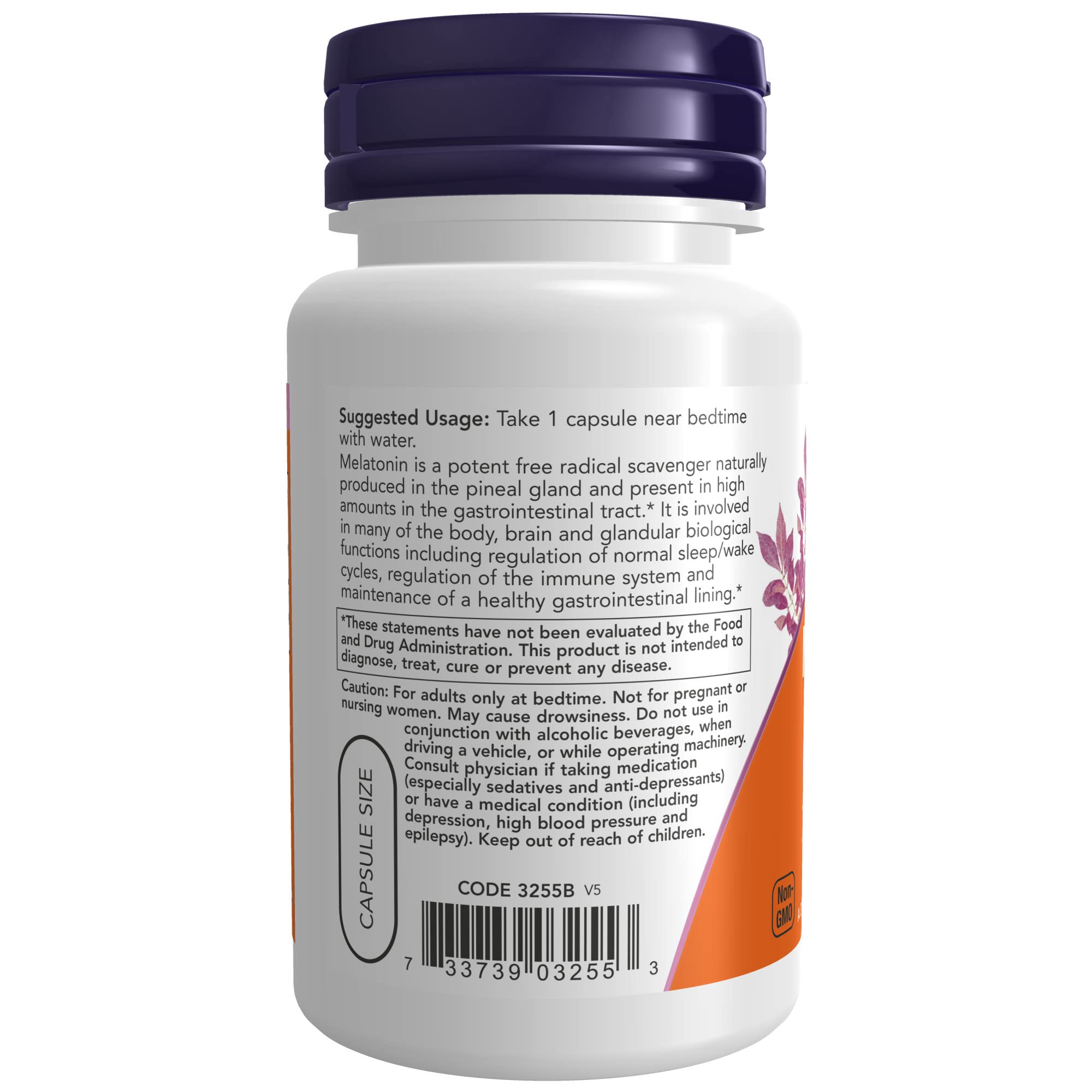 Foto 4 pulgar | Supplement Now Foods Melatonina, 3 Mg, 60 Cápsulas Vegetarianas - Venta Internacional.