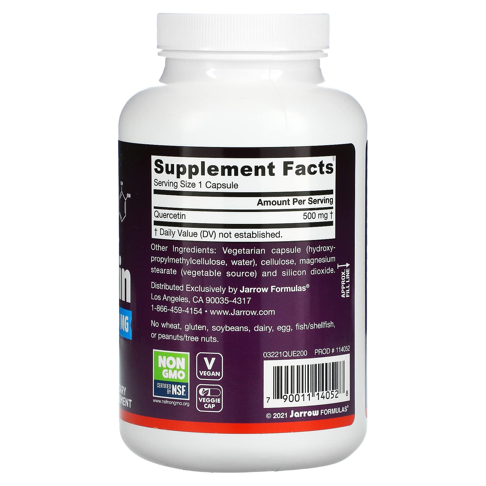Foto 3 pulgar | Suplemento De Quercetina De Jarrow Formulas, 500 Mg, 200 Cápsulas Vegetarianas, X2 - Venta Internacional.