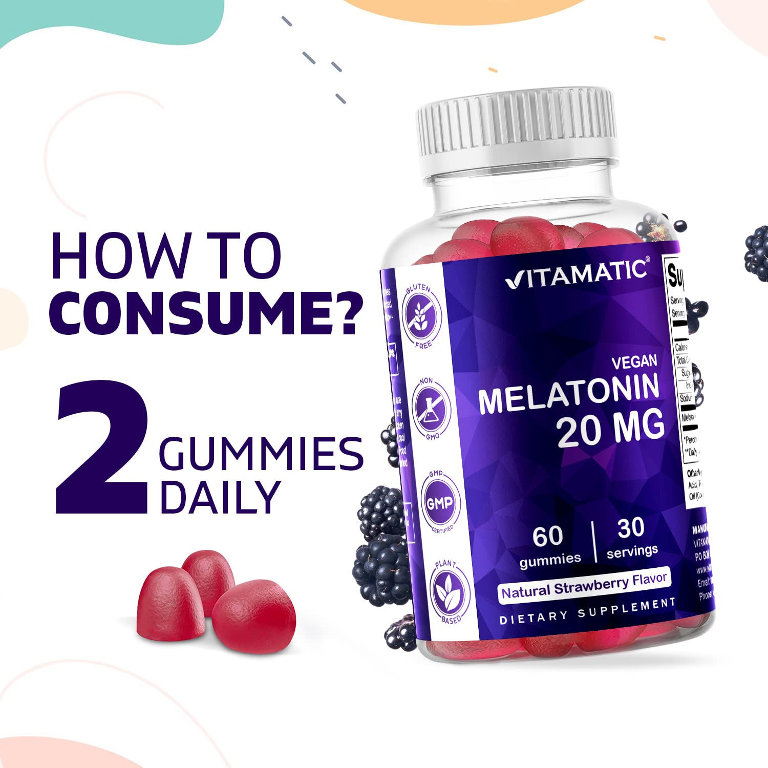 Foto 6 pulgar | Suplemento Vitamínico De Melatonina En Gomitas De 20 Mg Para 30 Porciones - Venta Internacional.