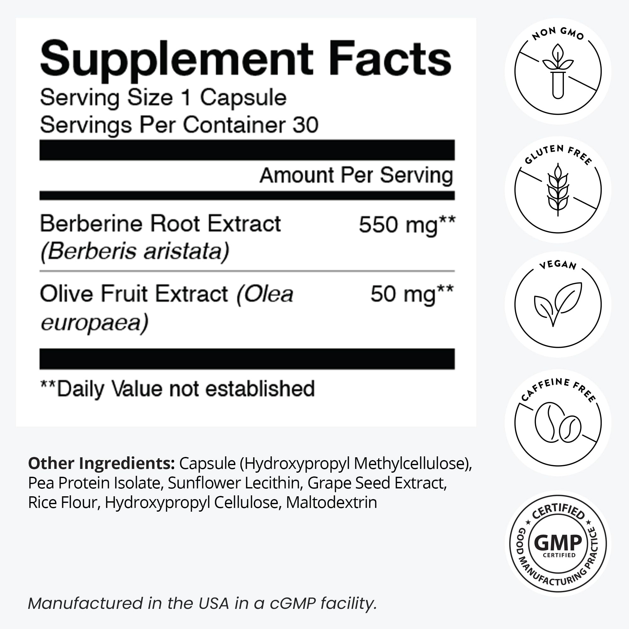 Foto 5 pulgar | Suplemento Humann Superberine Berberine 550 Mg 30 Cápsulas - Venta Internacional.