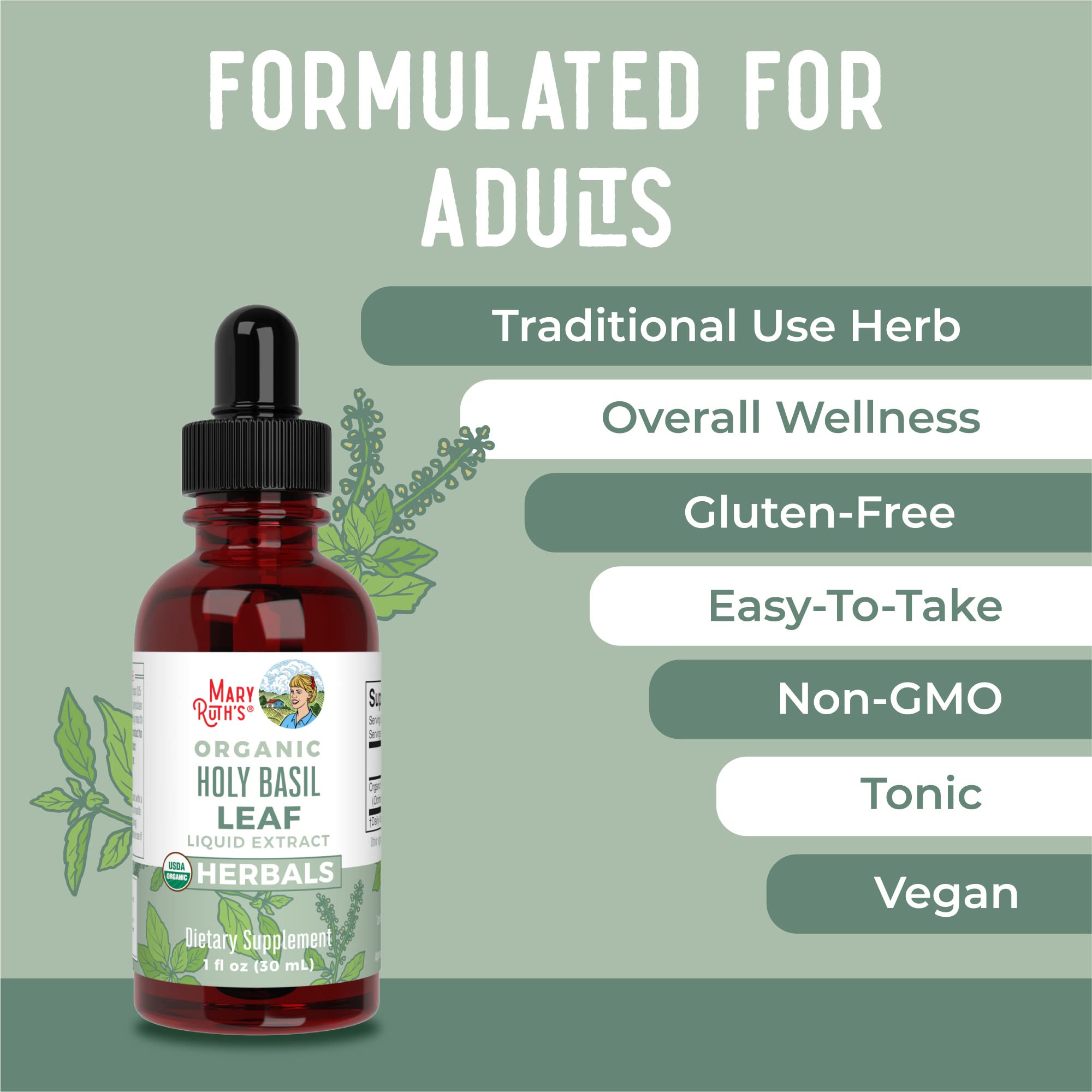 Foto 7 | Suplemento Líquido A Base De Hierbas Maryruth's Holy Basil, 30 Ml, Vegano - Venta Internacional.