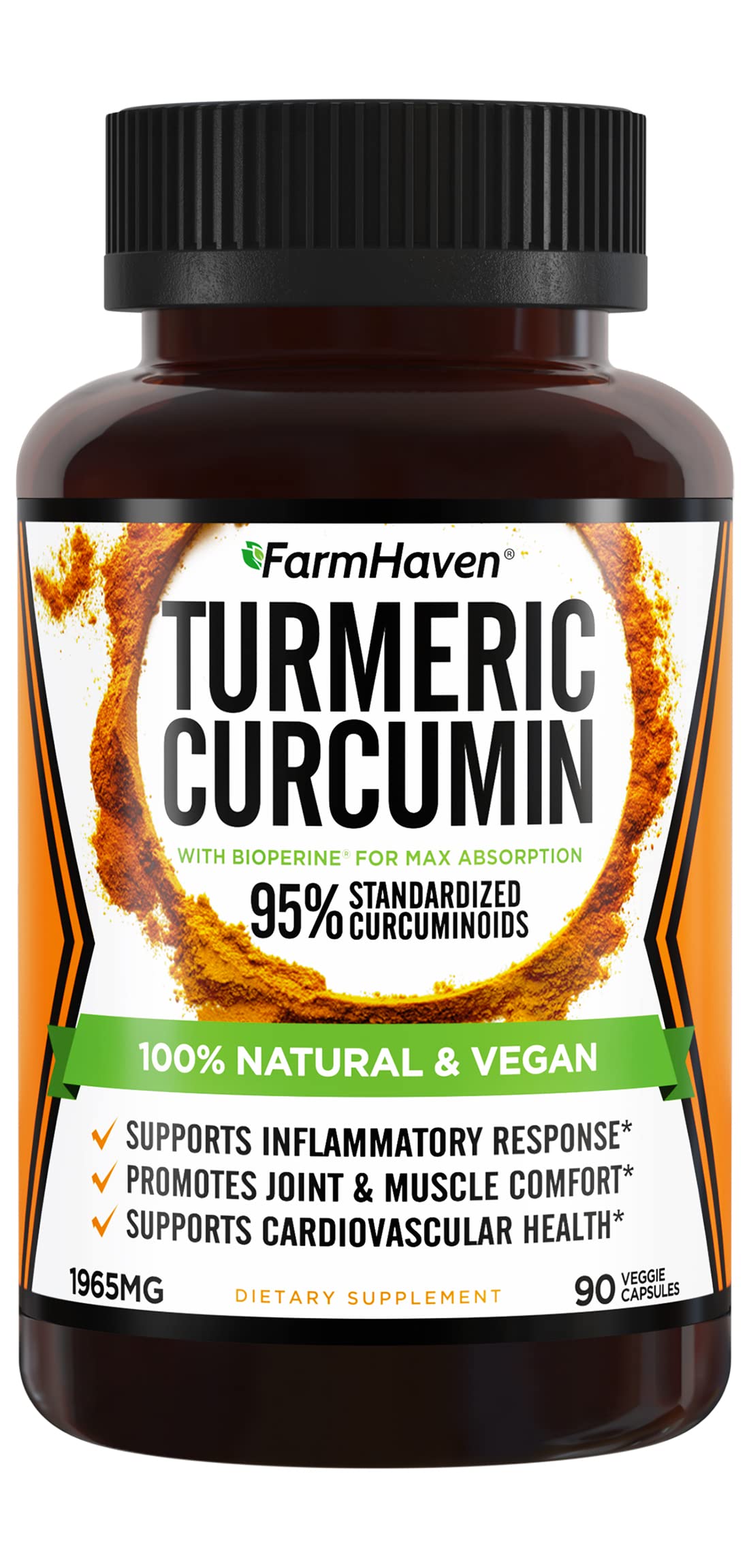 Foto 1 | Suplemento De Cúrcuma Y Curcumina Farmhaven 1965 Mg 90 Cápsulas - Venta Internacional.