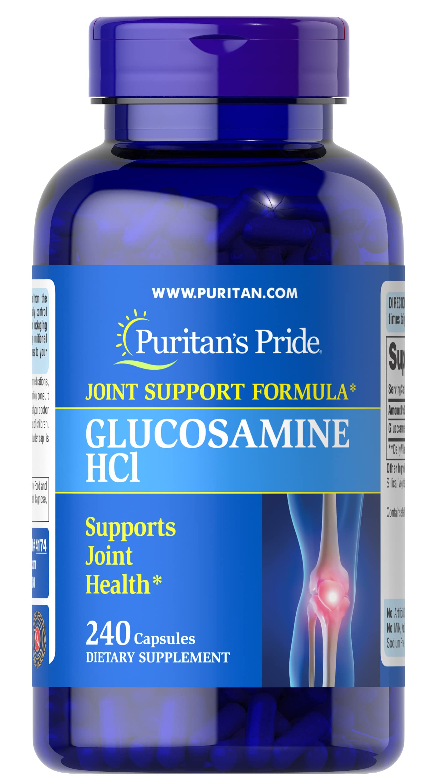 Foto 2 pulgar | Suplemento Puritan's Pride Glucosamina Hci 680 Mg 240 Cápsulas - Venta Internacional.