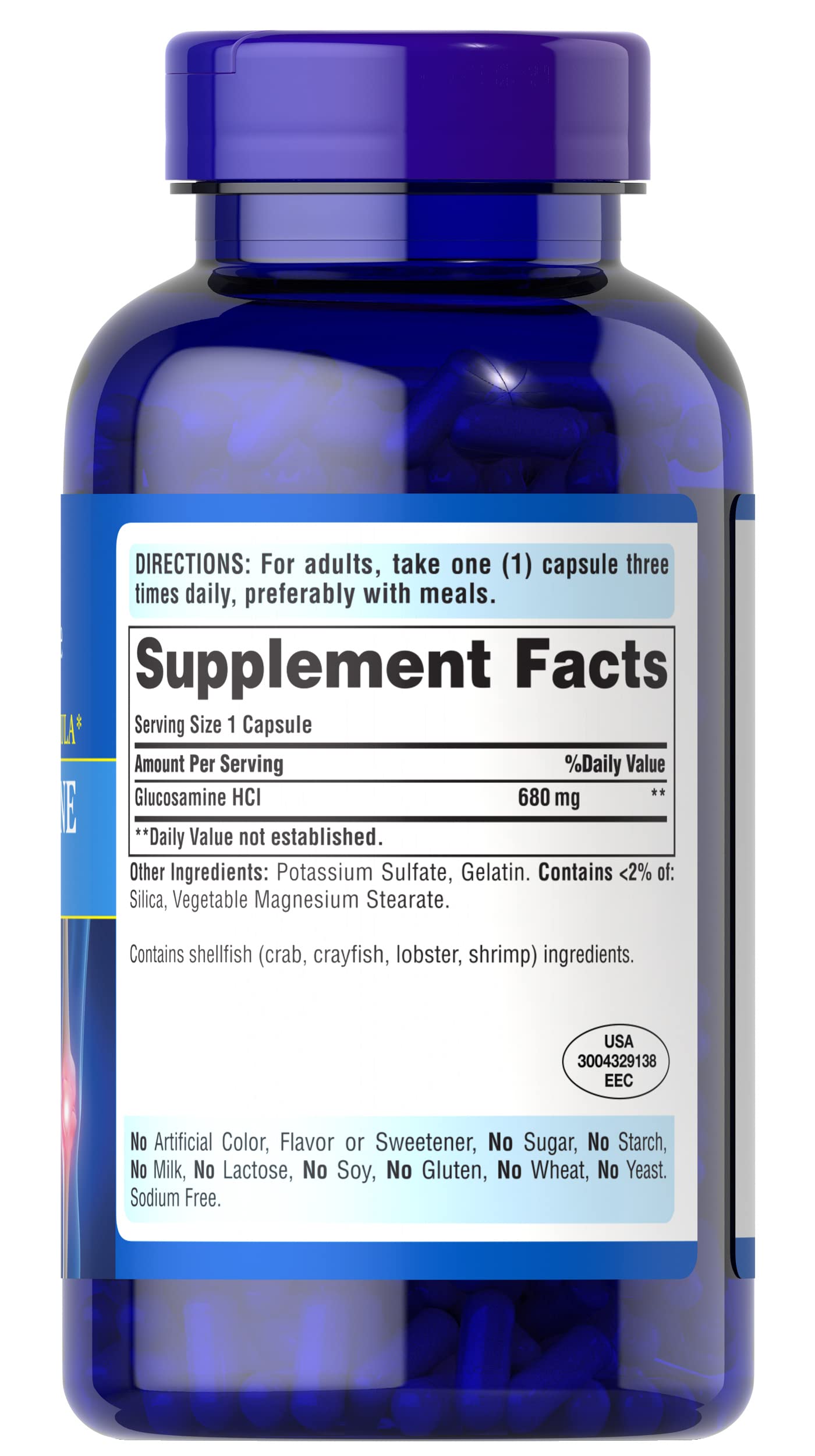 Foto 4 pulgar | Suplemento Puritan's Pride Glucosamina Hci 680 Mg 240 Cápsulas - Venta Internacional.