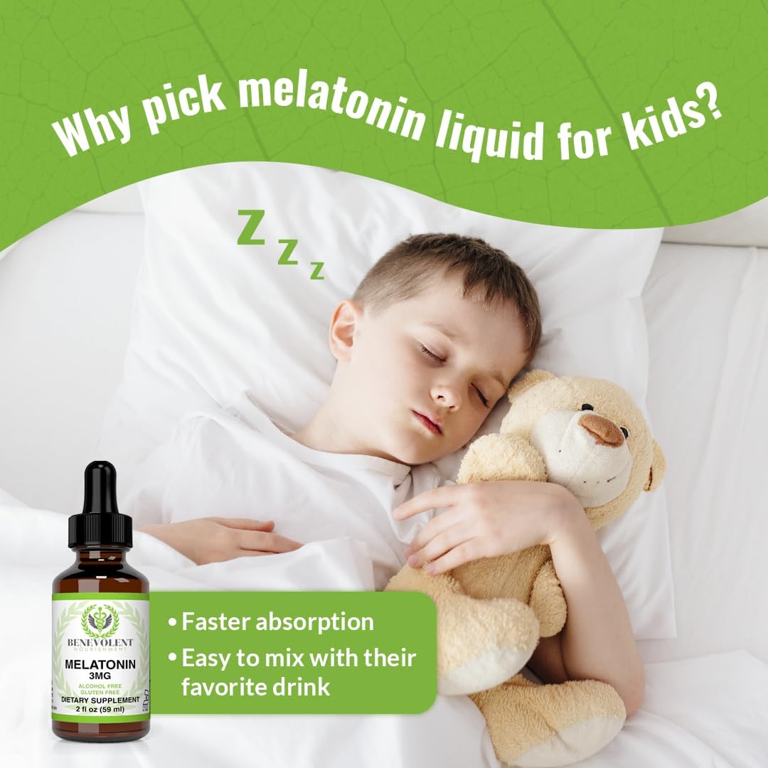 Foto 6 pulgar | Melatonina Líquida Benévola, 3 Mg Para Adultos Y Niños, 60 Ml - Venta Internacional.