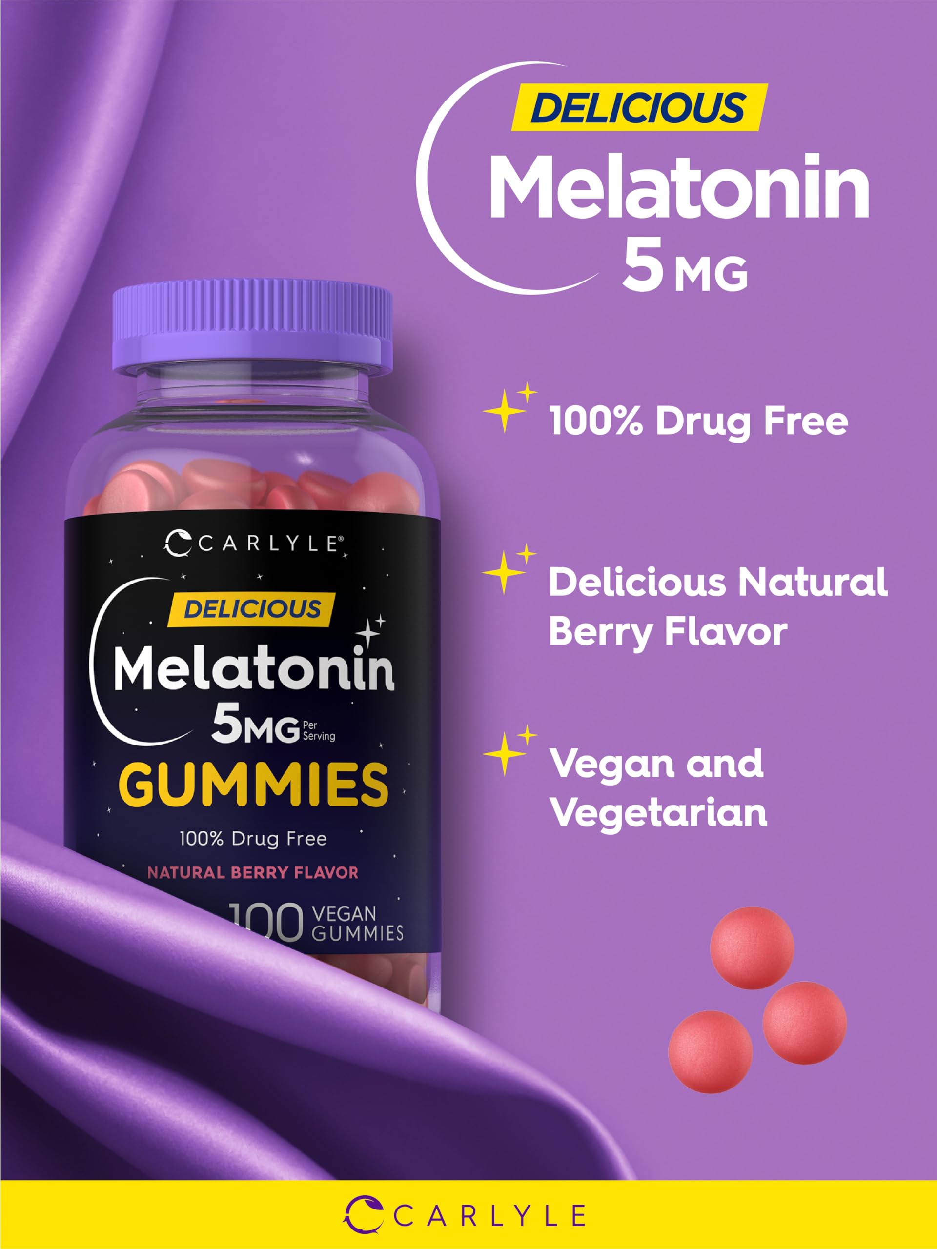Foto 5 pulgar | Suplemento De Melatonina Carlyle, Gomitas De 5 Mg, 100 Unidades - Venta Internacional.