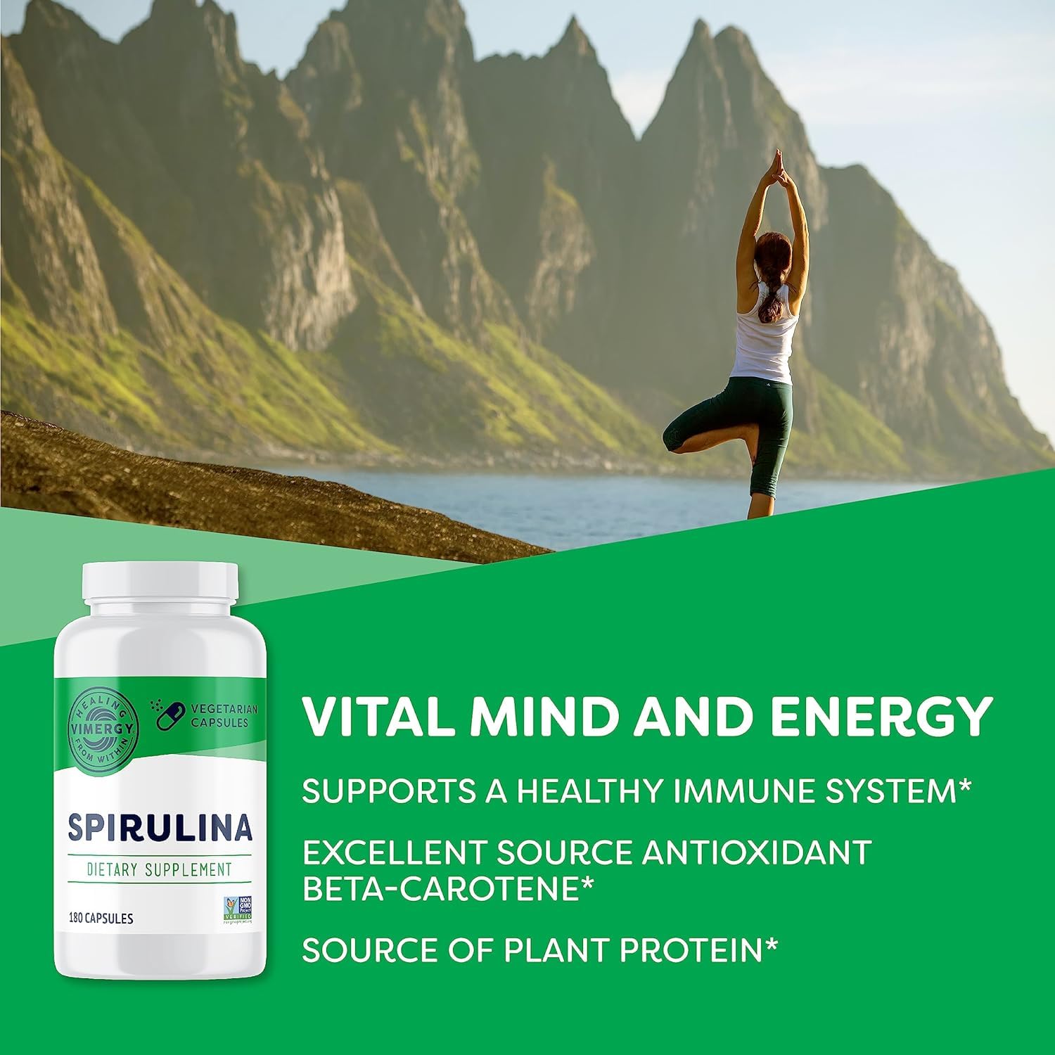 Foto 3 pulgar | Suplemento Vimergy, Cápsulas De Espirulina Natural, 180 Unidades - Venta Internacional.