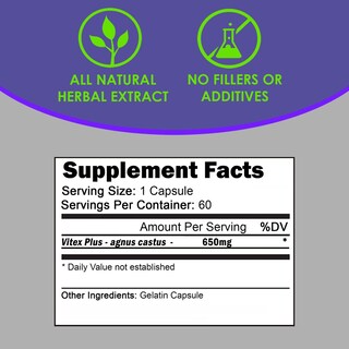 Foto 5 | Suplemento Vh Nutrition Vitex+ Vitex Sauzgatillo 650 Mg 60 Cápsulas - Venta Internacional.