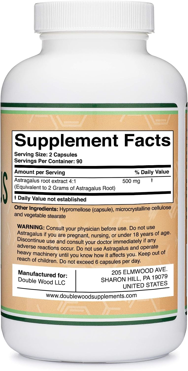 Foto 4 pulgar | Suplementos Double Wood Supplements Astragalus 500 Mg 180 Cápsulas - Venta Internacional.