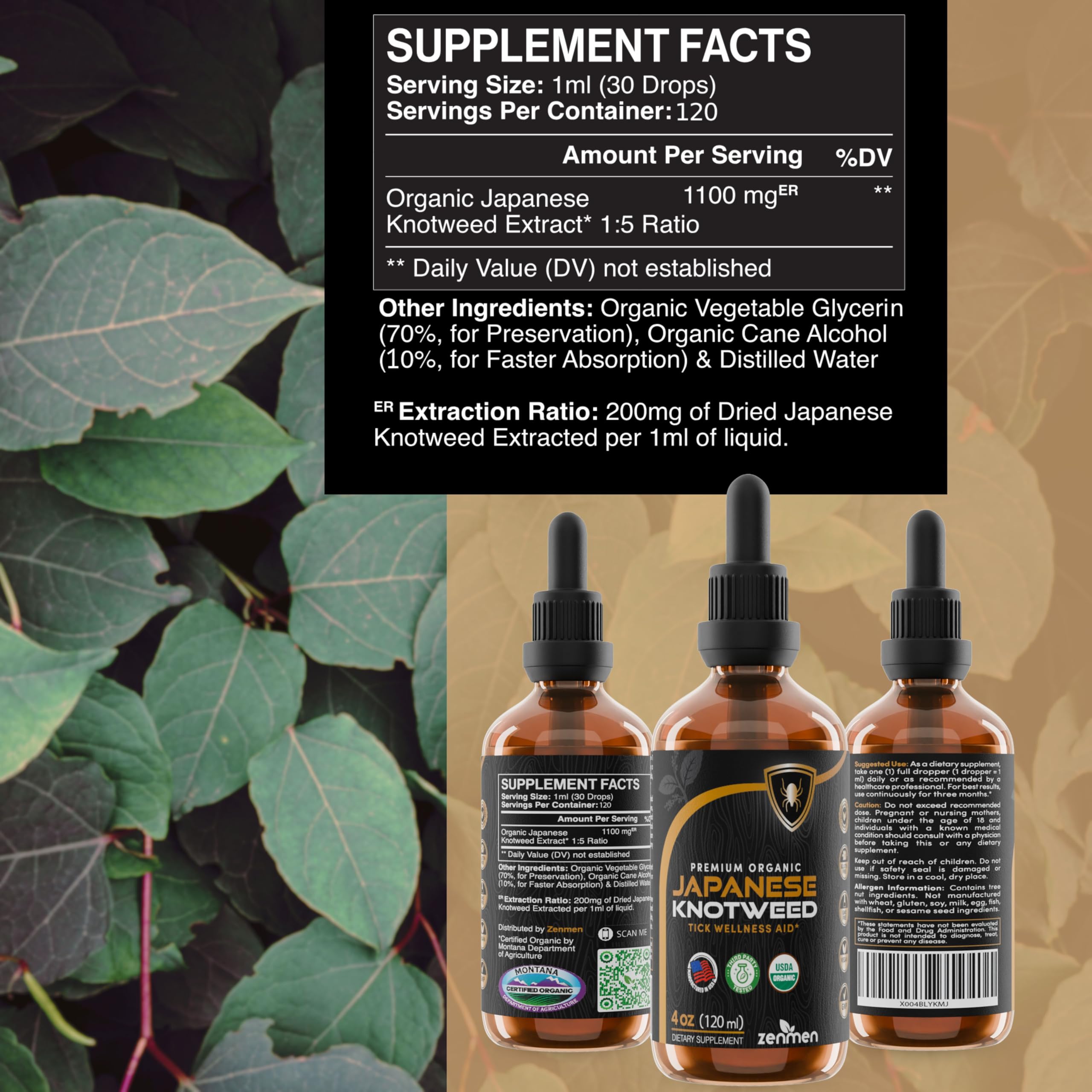 Foto 4 pulgar | Tintura Zenmen Japanese Knotweed 120 Ml Con Resveratrol - Venta Internacional.