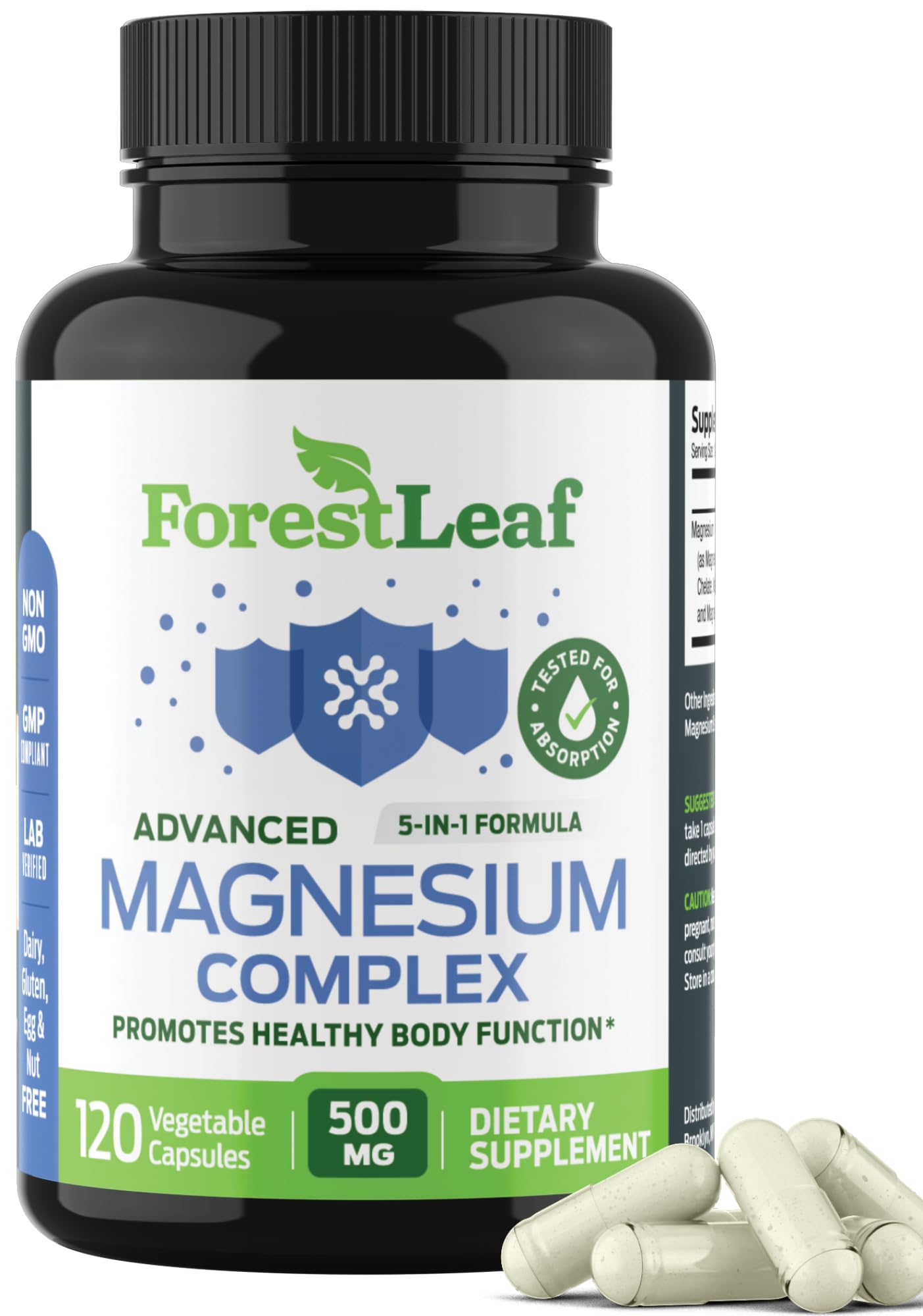 Foto 2 pulgar | Suplemento Forestleaf Magnesium Complex 500 Mg 120 Cápsulas - Venta Internacional.