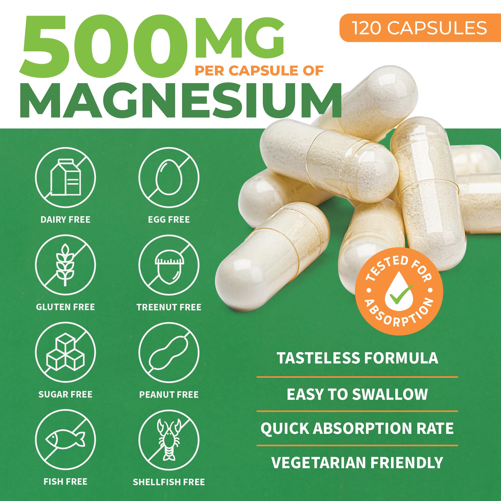 Foto 3 pulgar | Suplemento Forestleaf Magnesium Complex 500 Mg 120 Cápsulas - Venta Internacional.