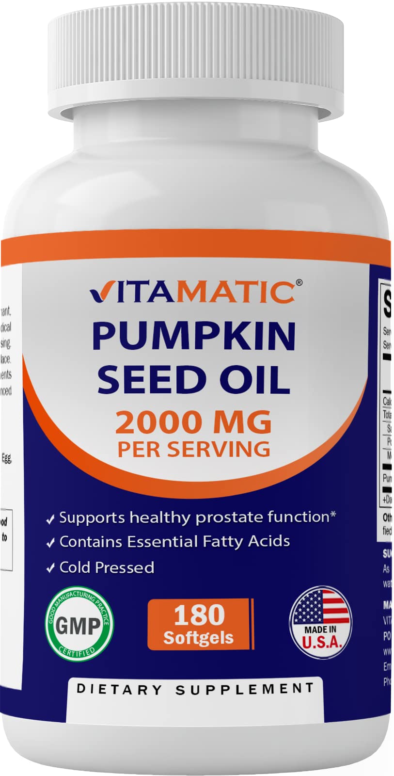 Foto 1 | Suplemento Vitamático de Aceite de Semilla De Calabaza 2000 Mg Cápsula Blanda 180 - Venta Internacional