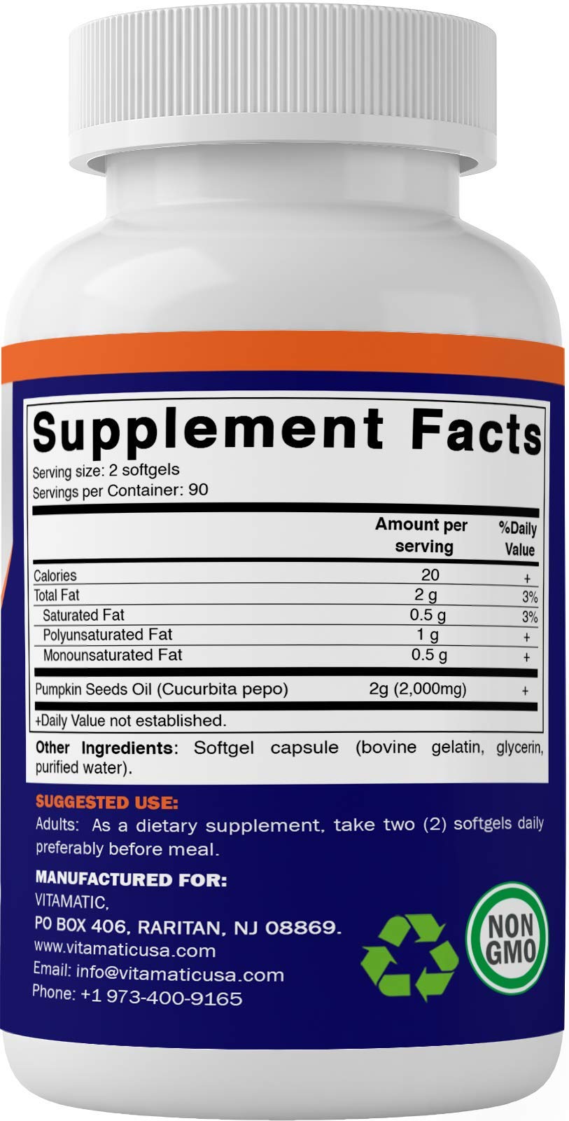 Foto 4 pulgar | Suplemento Vitamático de Aceite de Semilla De Calabaza 2000 Mg Cápsula Blanda 180 - Venta Internacional