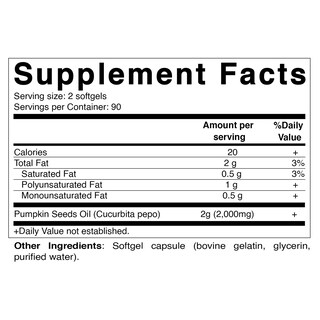 Foto 4 | Suplemento Vitamático de Aceite de Semilla De Calabaza 2000 Mg Cápsula Blanda 180 - Venta Internacional