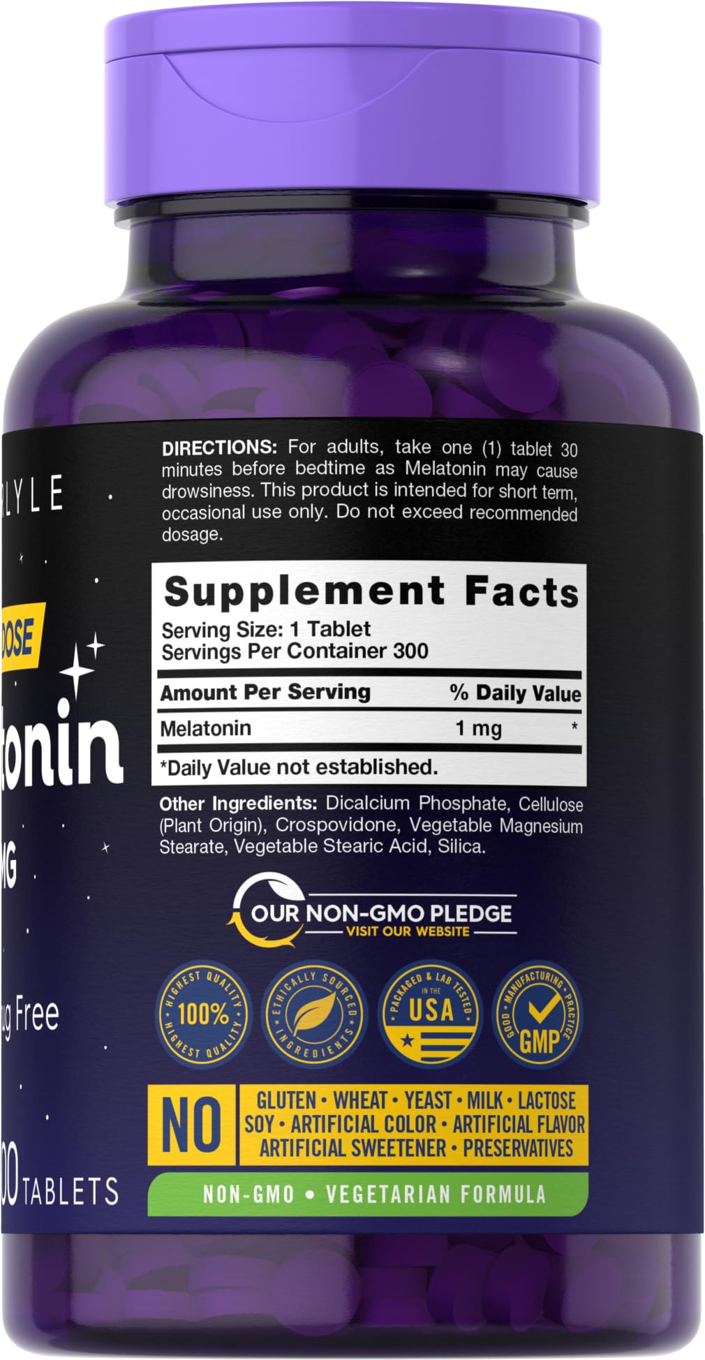 Foto 3 pulgar | Suplemento Carlyle Melatonin 1 Mg 300 Comprimidos En Dosis Baja - Venta Internacional.