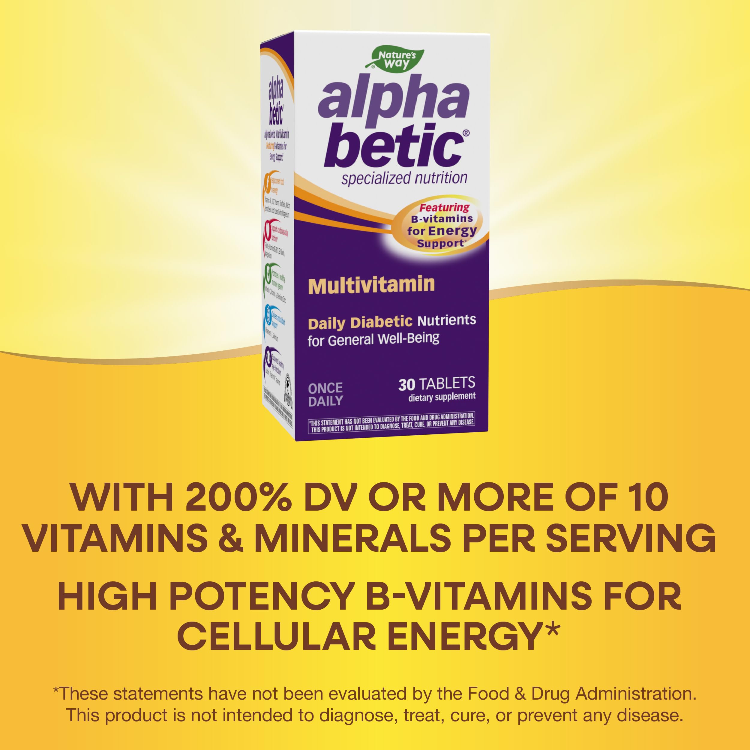 Foto 5 pulgar | Suplemento Multivitamínico Alfa Bético Para Diabéticos Nature's Way 30 Comprimidos - Venta Internacional.